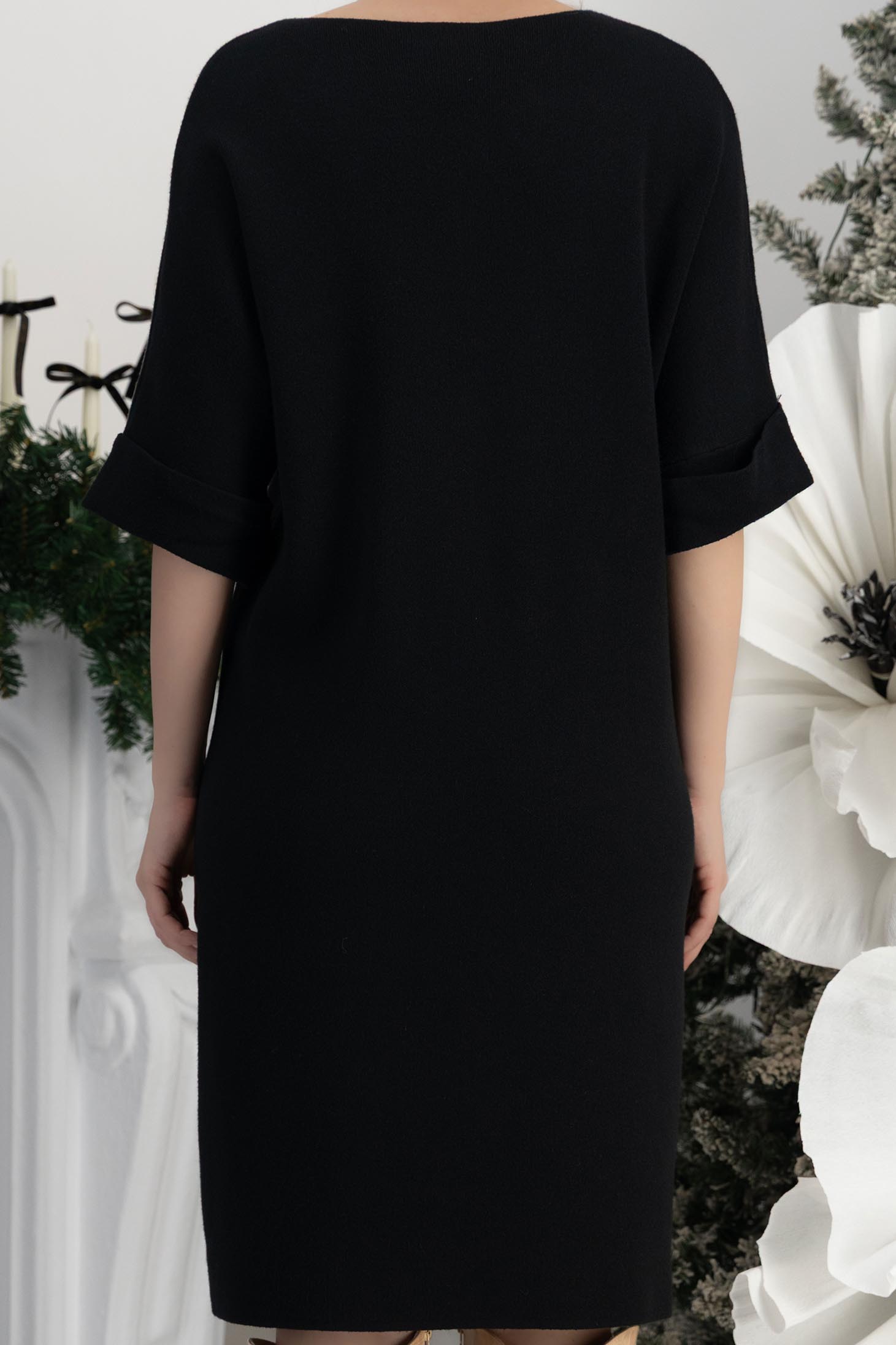 Crno haljina širok pletenje 6 - StarShinerS.hr