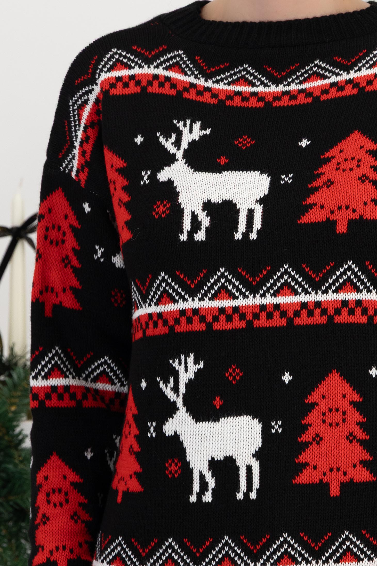 Fekete pulóver bő szabású kötött 5 - StarShinerS.hu