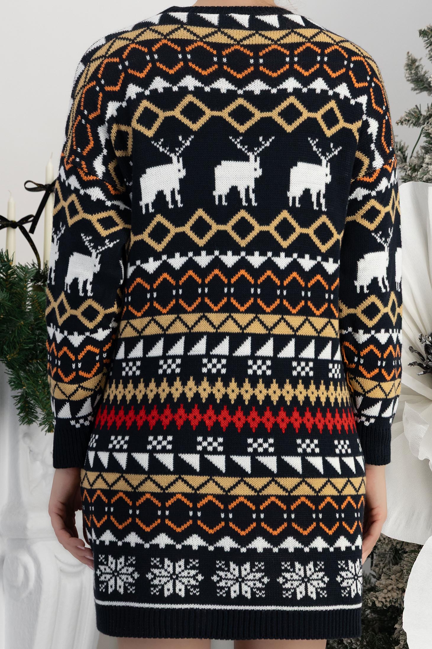 Sötétkék ruha bő szabású kötött rövid 6 - StarShinerS.hu