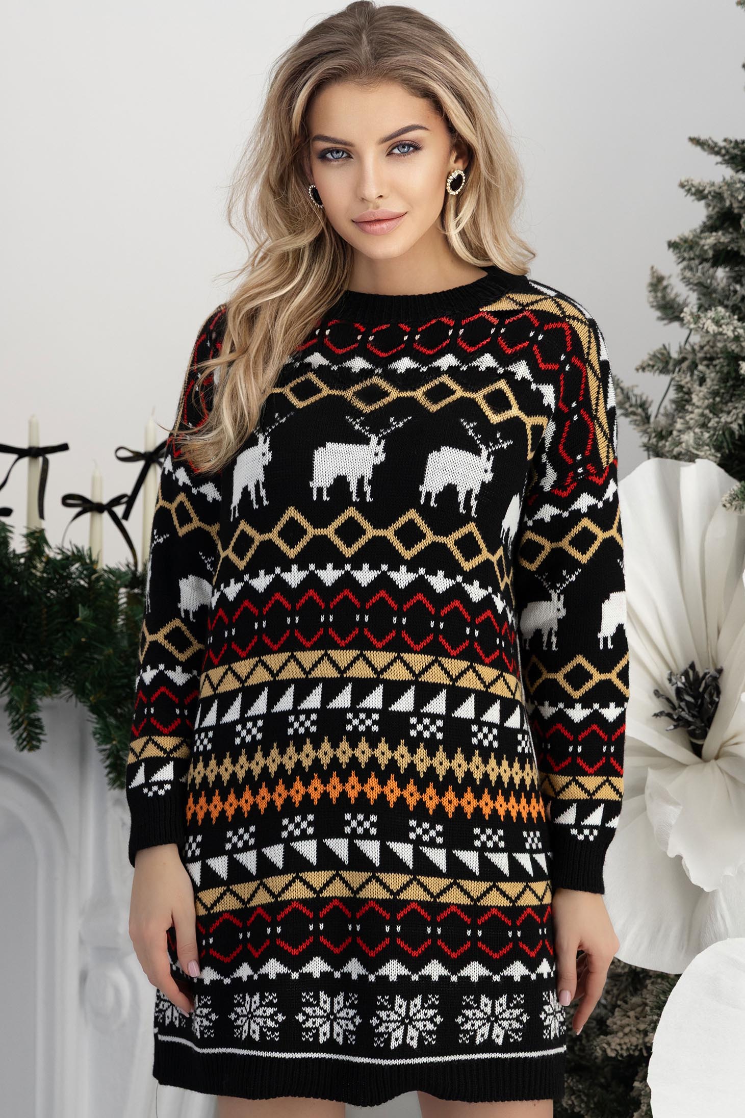 černá šaty široké pletení krátký 2 - StarShinerS.cz