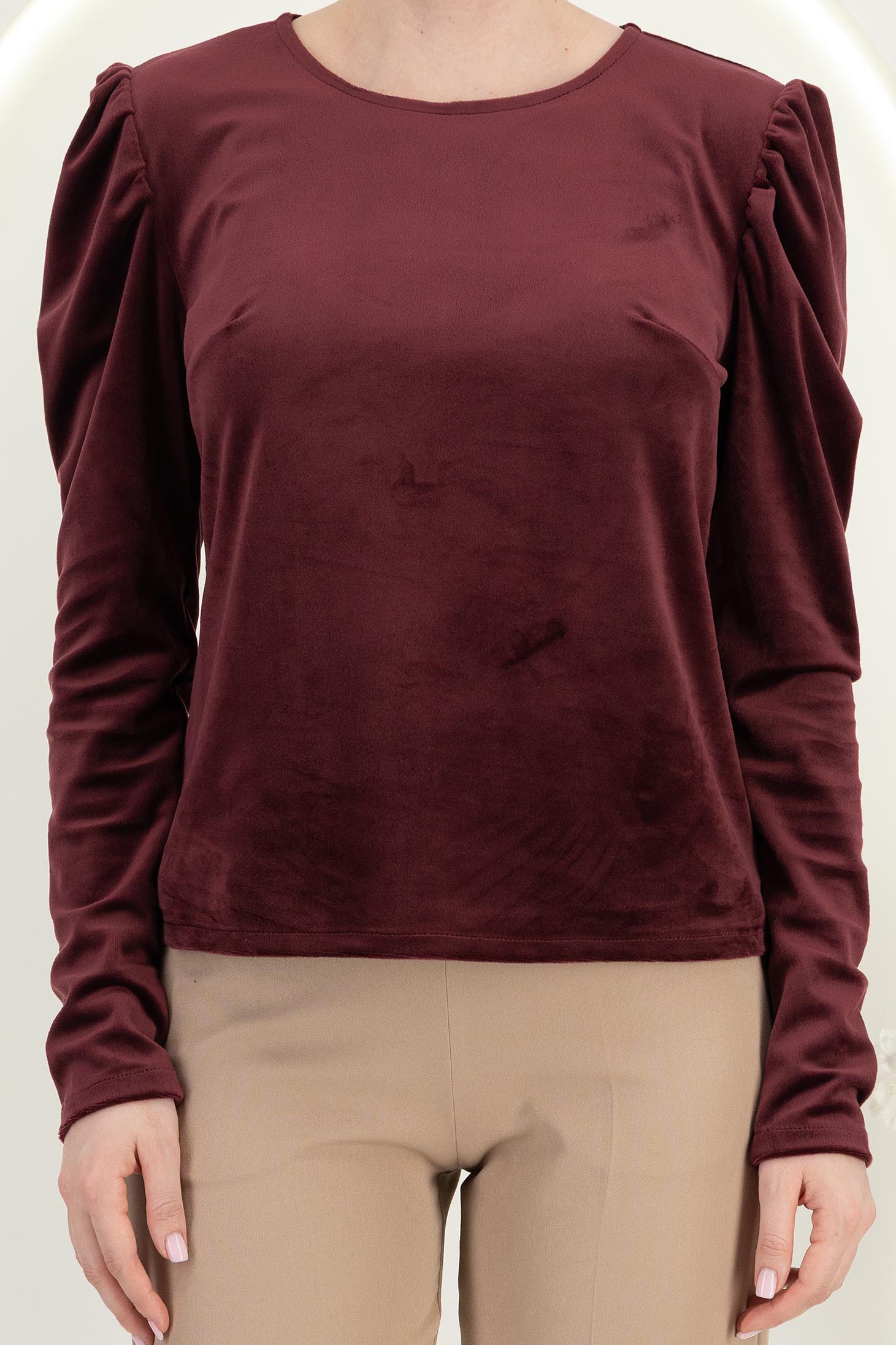 Bluza dama din catifea visinie umeri bufanti - StarShinerS 5 - StarShinerS.ro