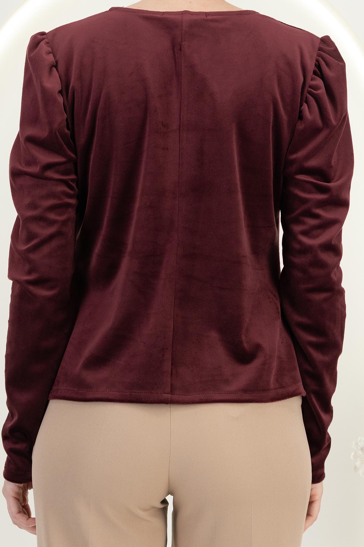 Bluza dama din catifea visinie umeri bufanti - StarShinerS 6 - StarShinerS.ro