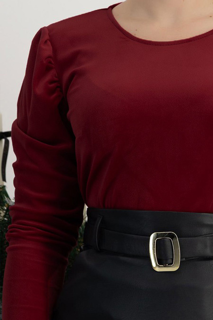 Burgundy női blúz - StarShinerS hosszú ujjakkal bársony 4 - StarShinerS.hu