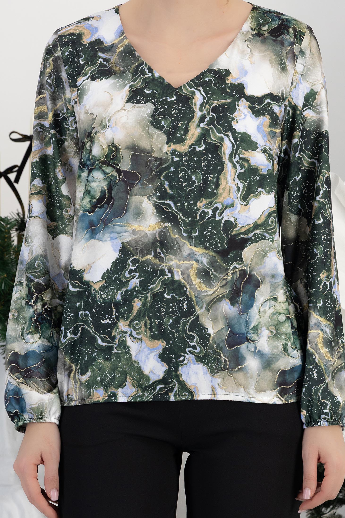 Bluza dama viscoza multicolora cu croi larg cu decolteu in v 5 - StarShinerS.ro