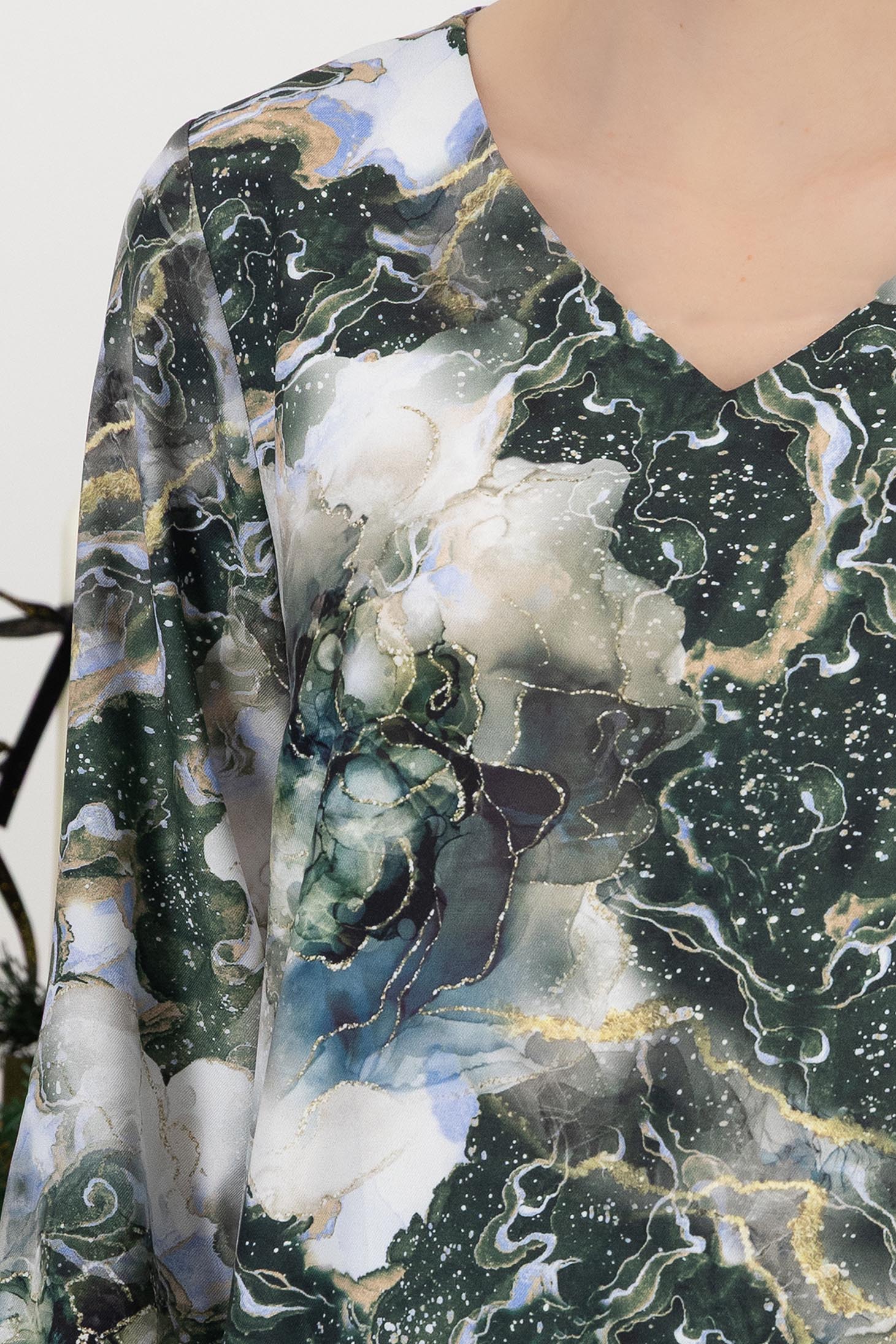 Bluza dama viscoza multicolora cu croi larg cu decolteu in v 4 - StarShinerS.ro