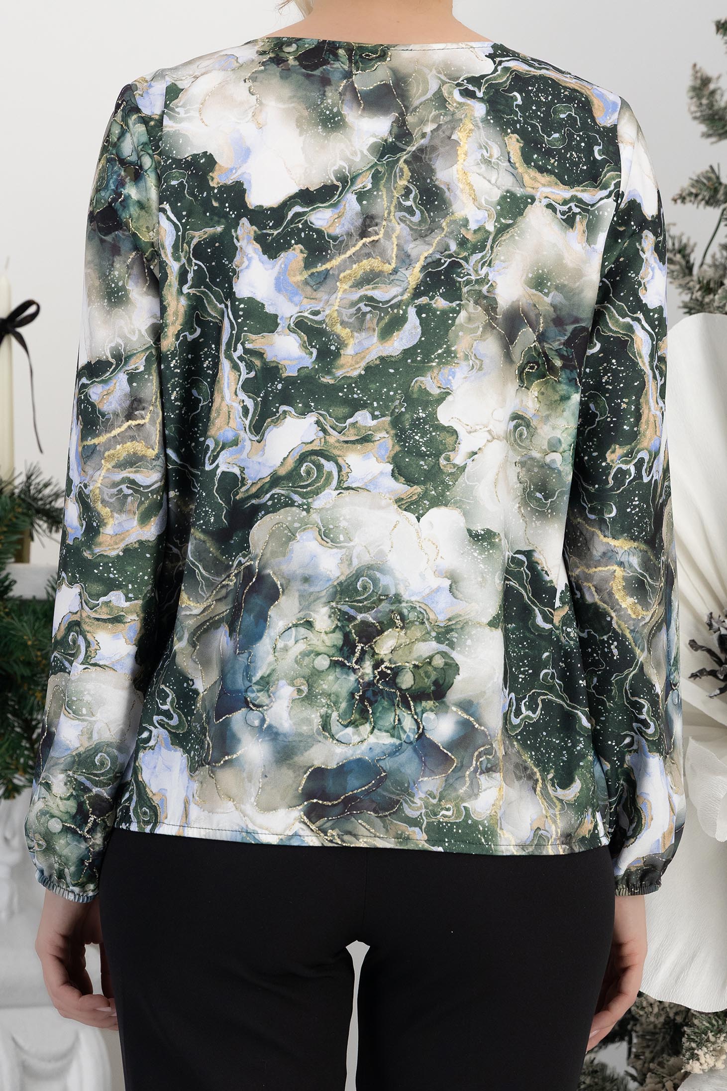 Bluza dama viscoza multicolora cu croi larg cu decolteu in v 6 - StarShinerS.ro