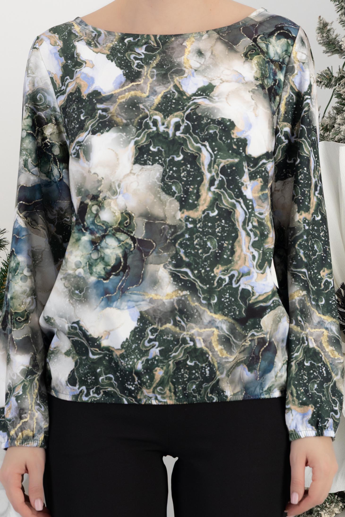 Zöld női blúz bő szabású viszkóz 5 - StarShinerS.hu