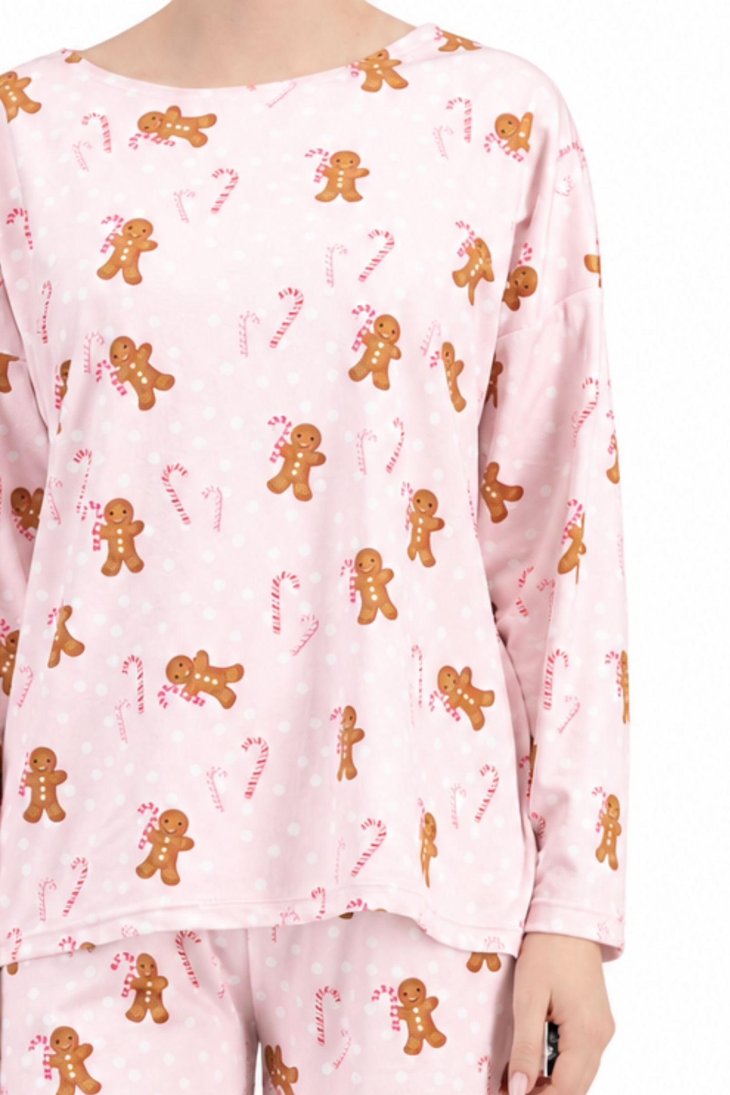 Pijama roz largă din viscoză, cu imprimeu abstract 3 - StarShinerS.ro