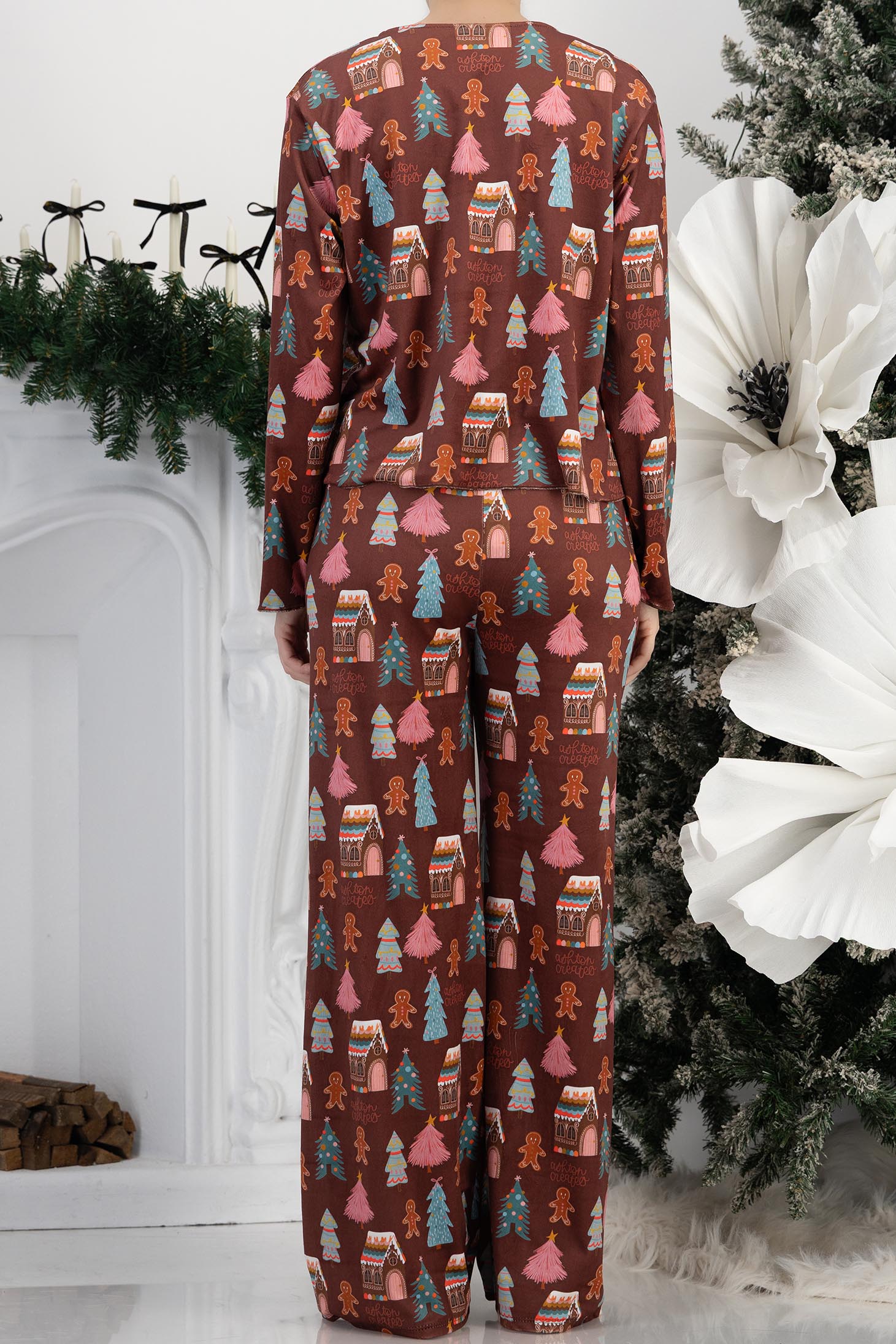 Smeđ ženske pidžame viskoza dug 5 - StarShinerS.hr