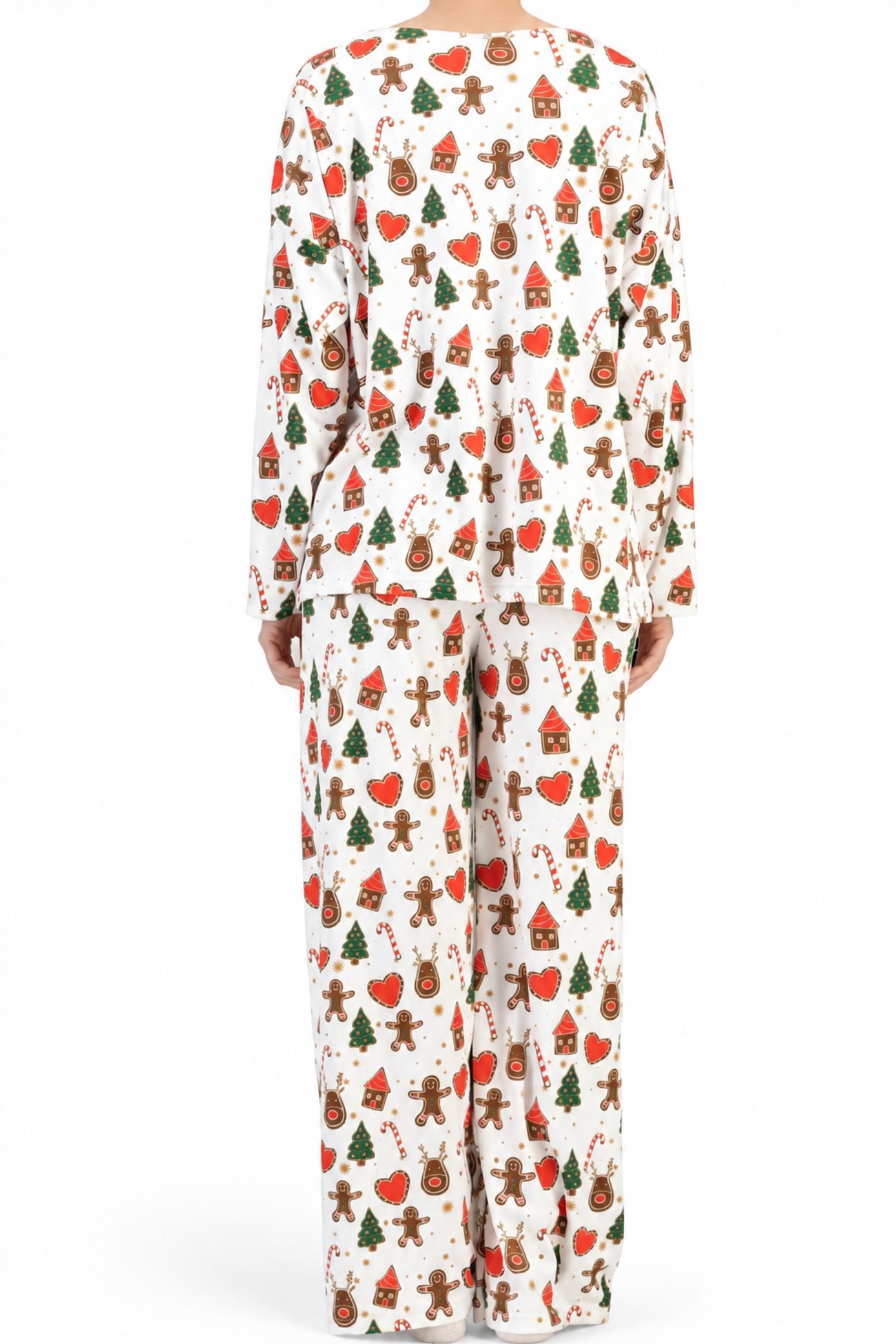 Pijama albă largă din viscoză, cu imprimeu abstract 3 - StarShinerS.ro