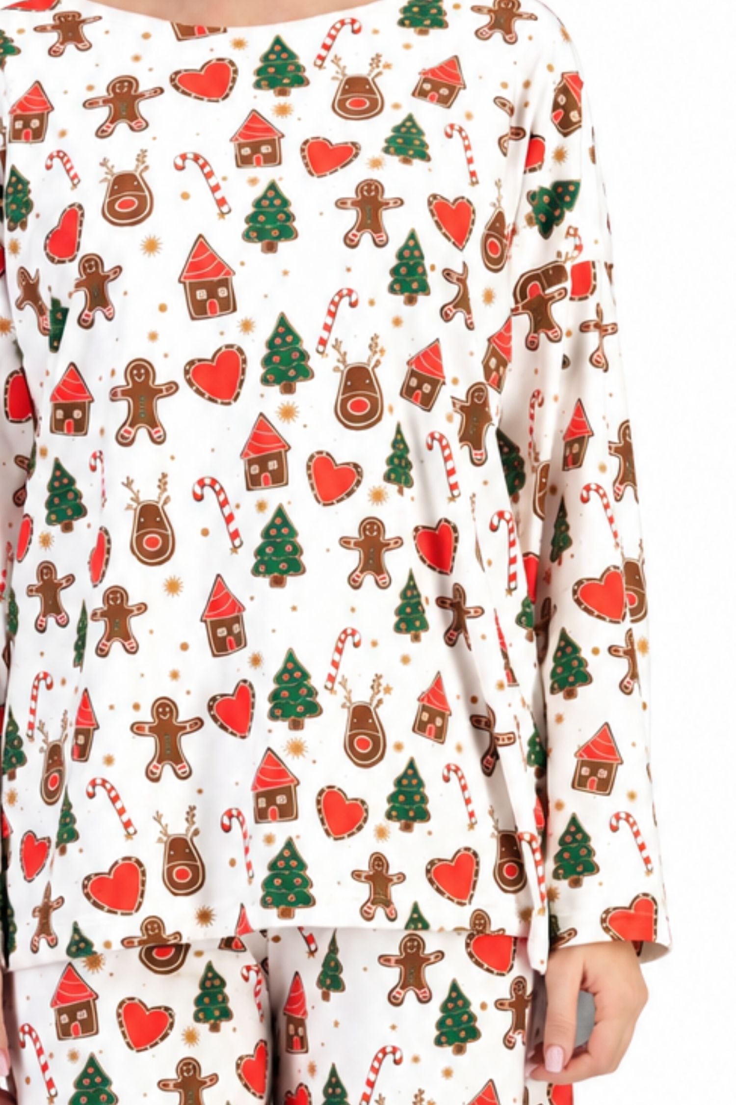 Pijama albă largă din viscoză, cu imprimeu abstract 4 - StarShinerS.ro