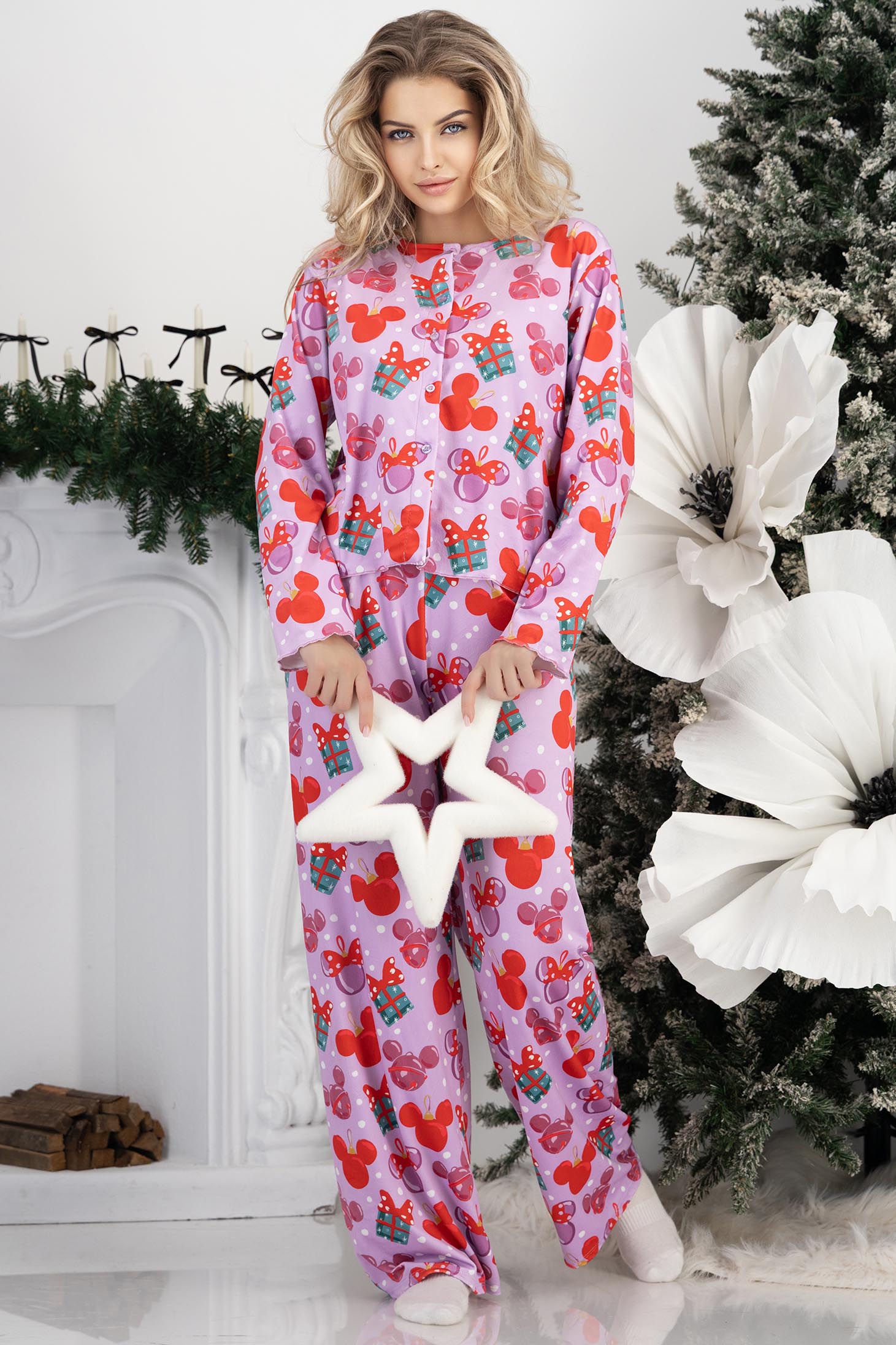 Ljubičast ženske pidžame viskoza dug 6 - StarShinerS.hr