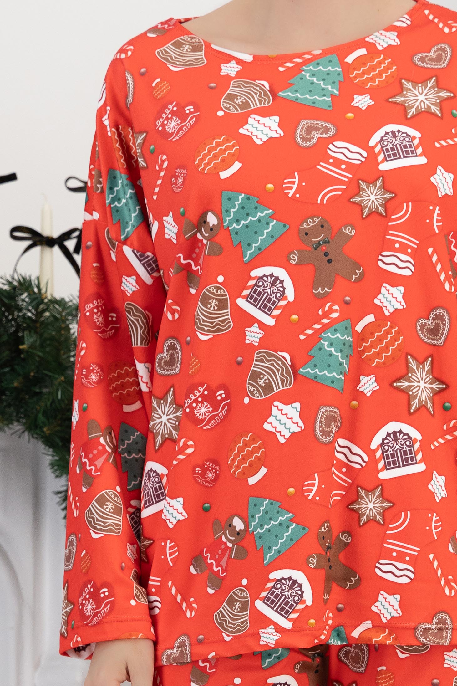 červená dámská pyžama viscoza dlouhý 4 - StarShinerS.cz