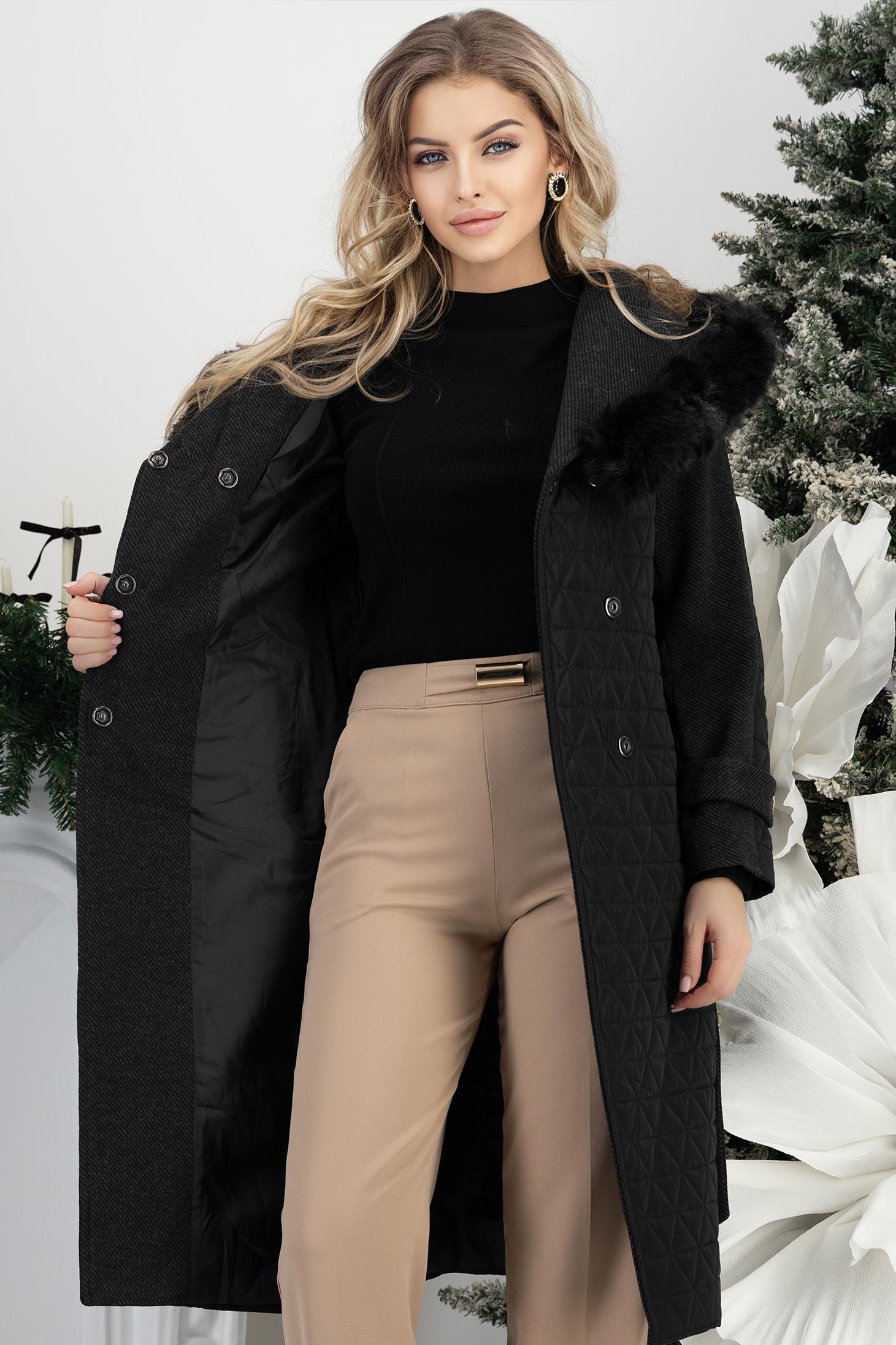 černá dámská bunda dlouhý 5 - StarShinerS.cz