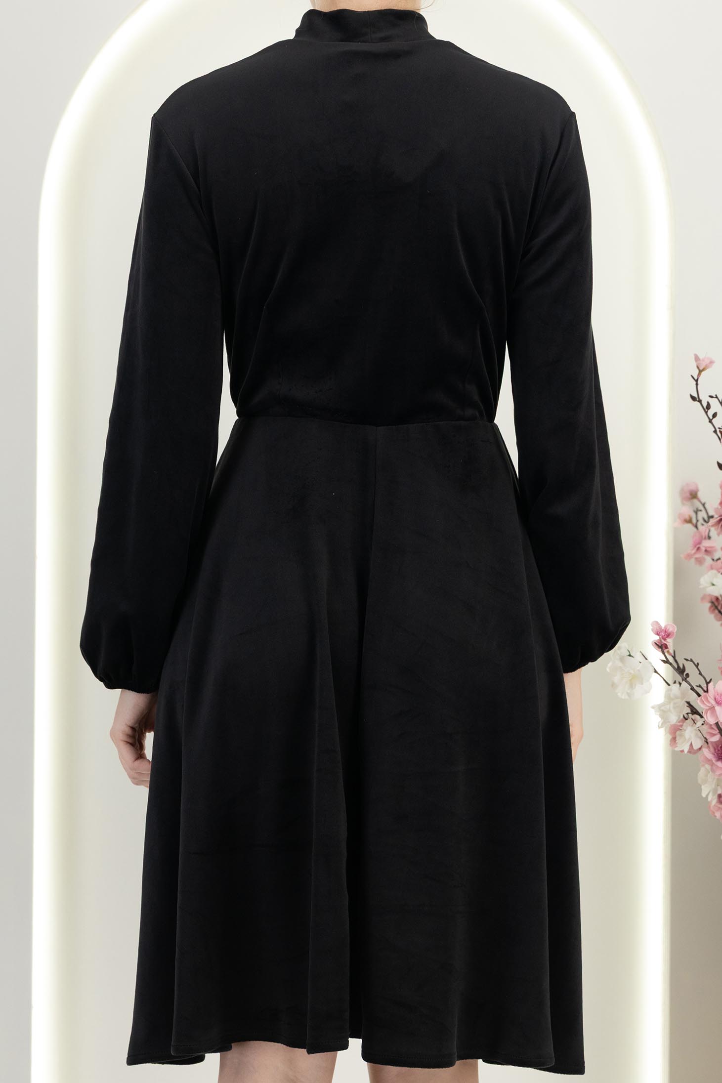 StarShinerS crno haljina clos s elastičnom u struku baršun 6 - StarShinerS.hr