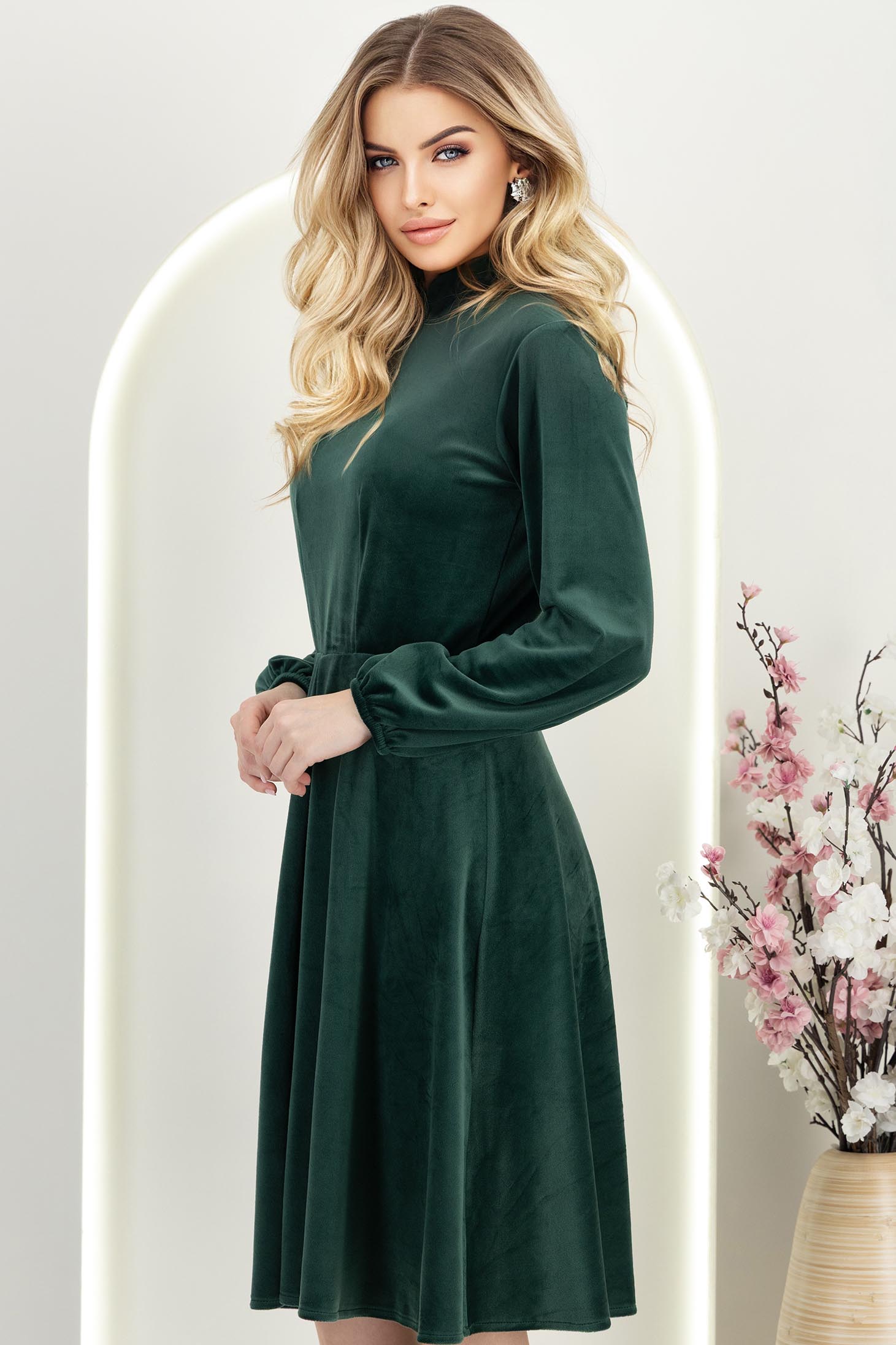 StarShinerS zelen haljina clos s elastičnom u struku baršun 2 - StarShinerS.hr