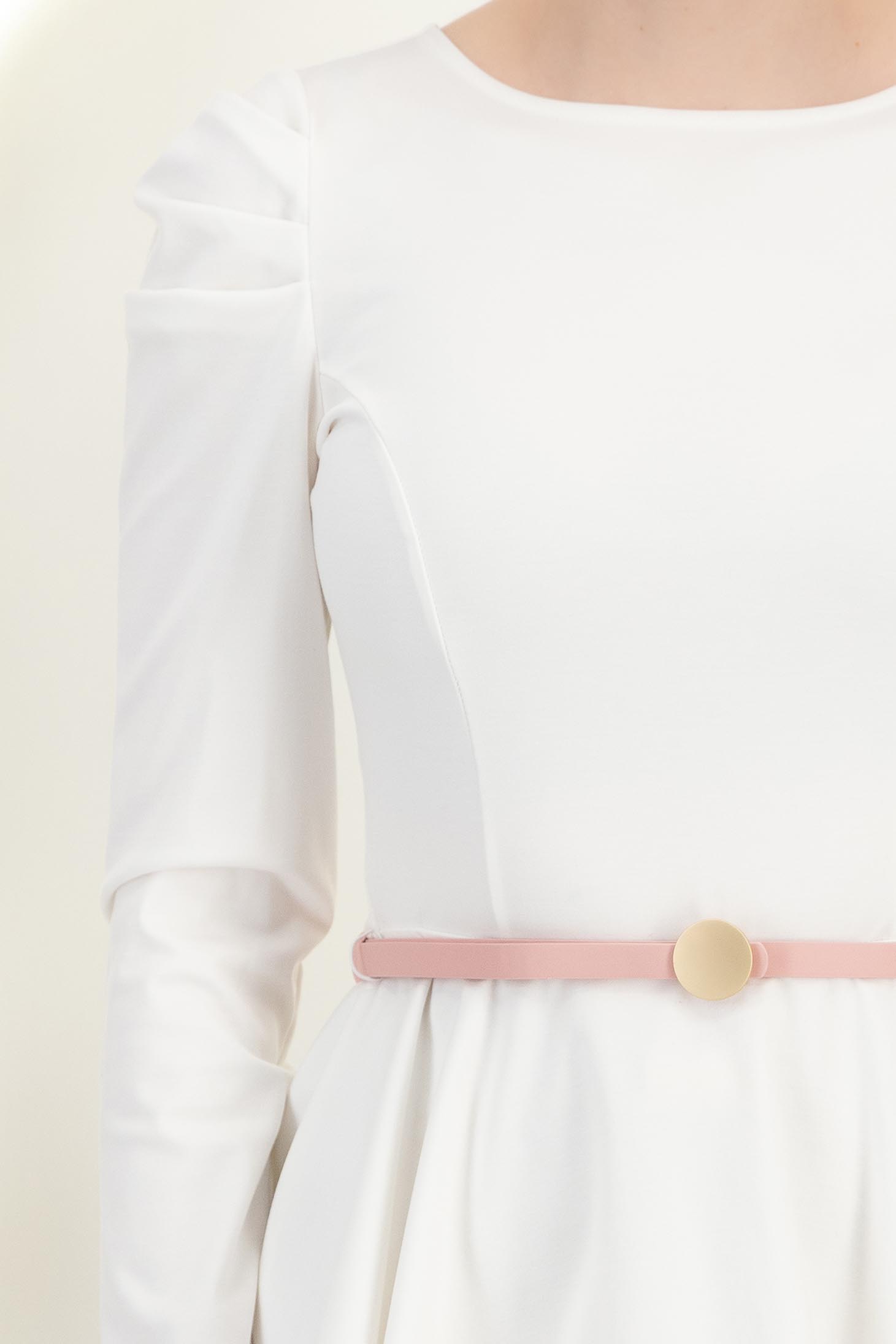 Fehér, testhez simuló blúz peplummal és övvel - StarShinerS 5 - StarShinerS.hu