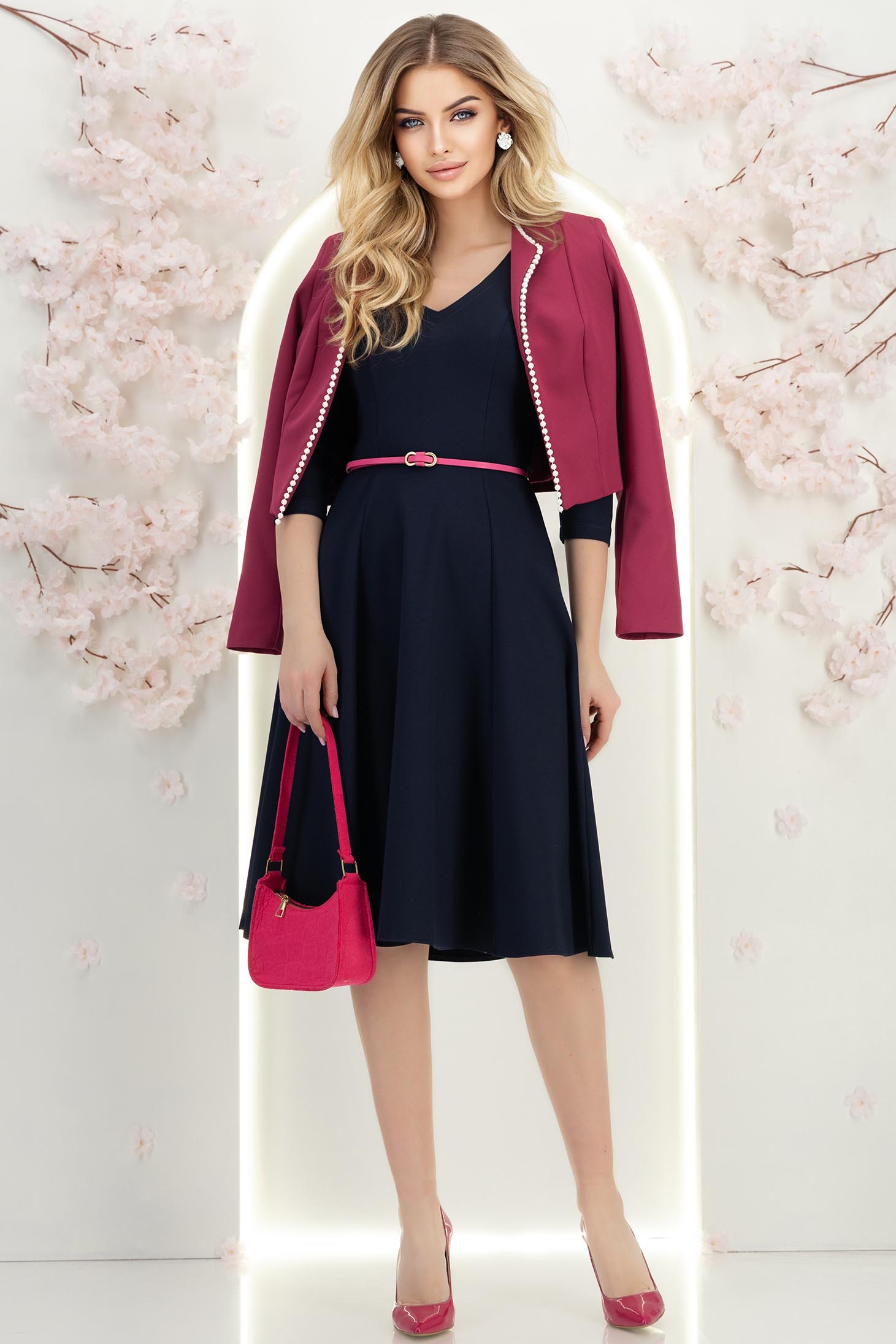 Haljina mornarsko plava punto midi cloche 4 - StarShinerS.hr