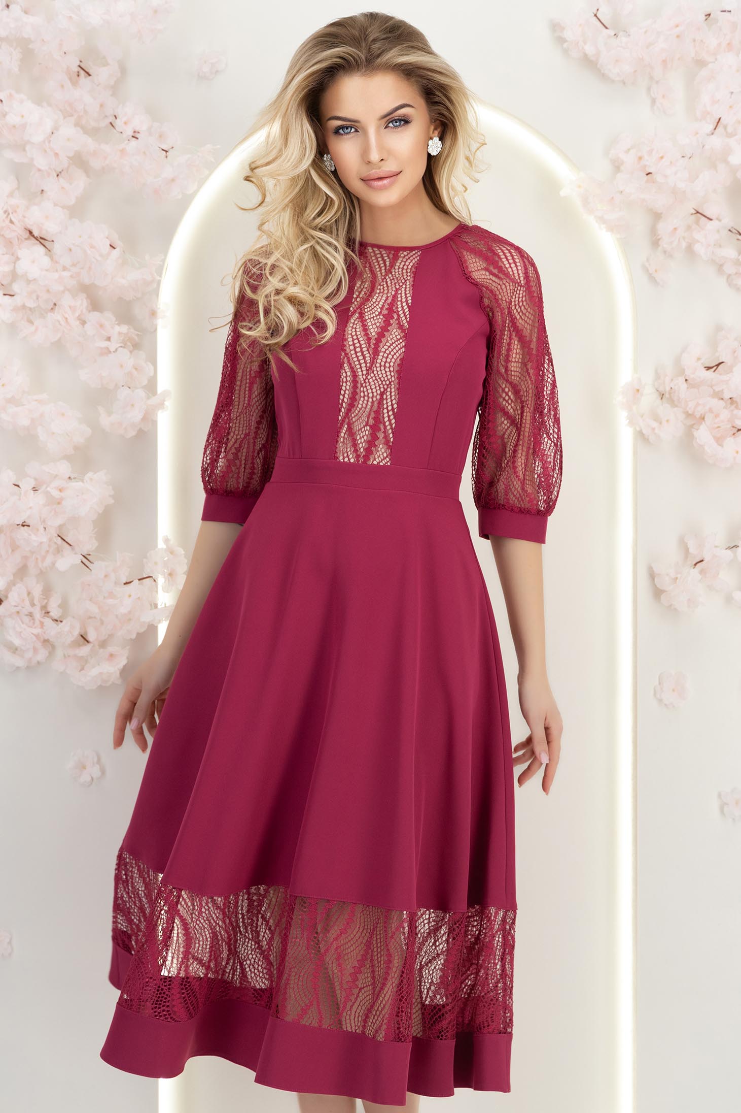 StarShinerS malina haljina midi tkanine cloche 2 - StarShinerS.hr