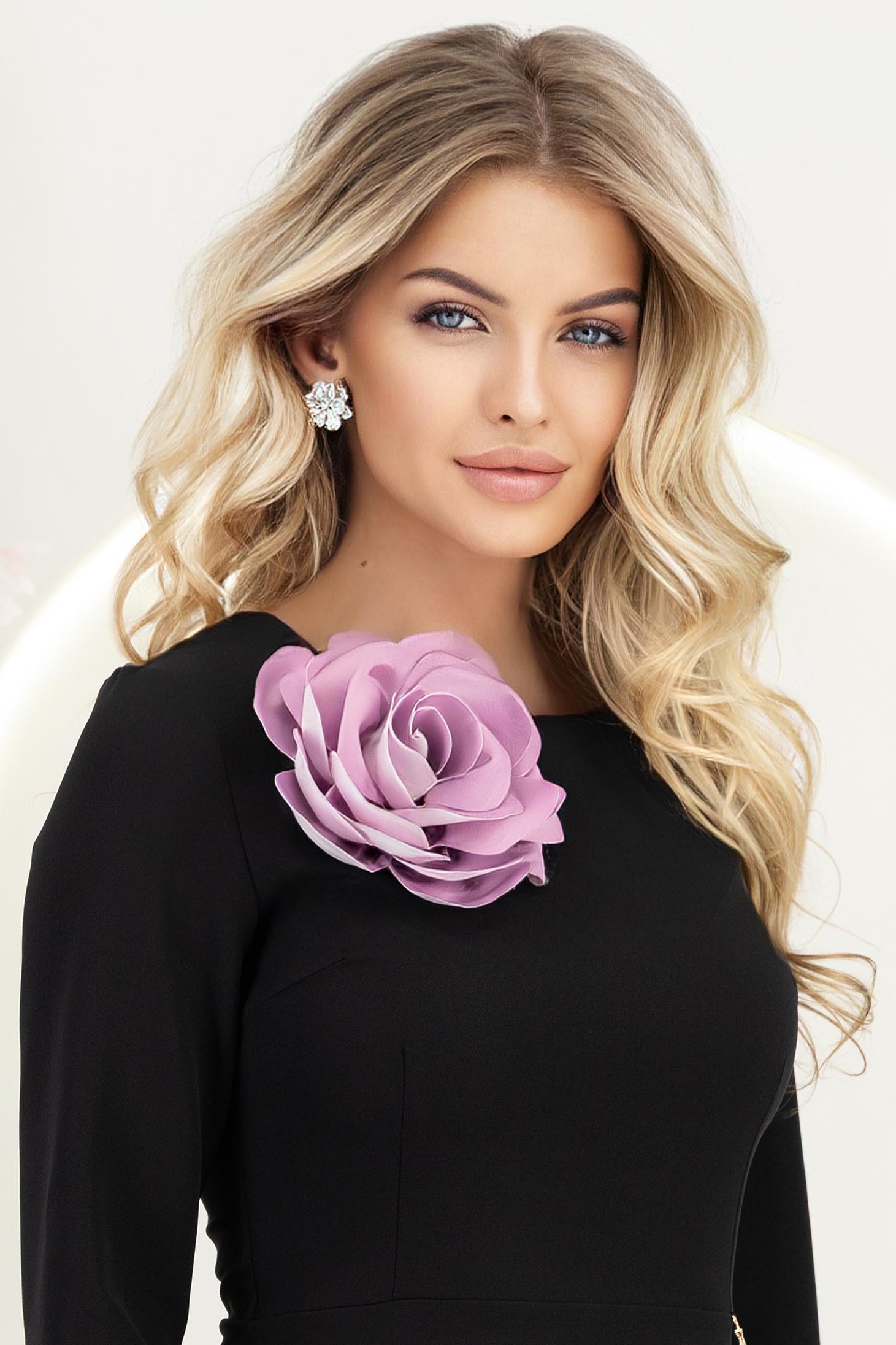 Brosa florala maxi lila din stofa 3 - StarShinerS.ro