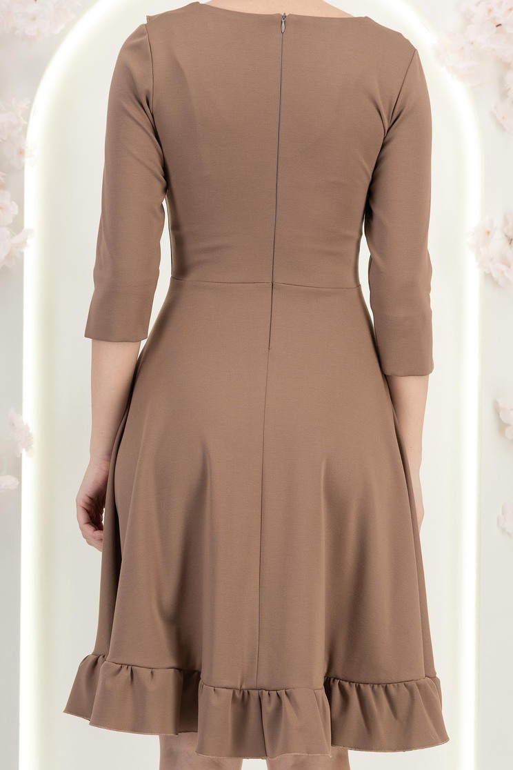 Rochie din jersey mocha scurta in clos cu volanase - StarShinerS 6 - StarShinerS.ro