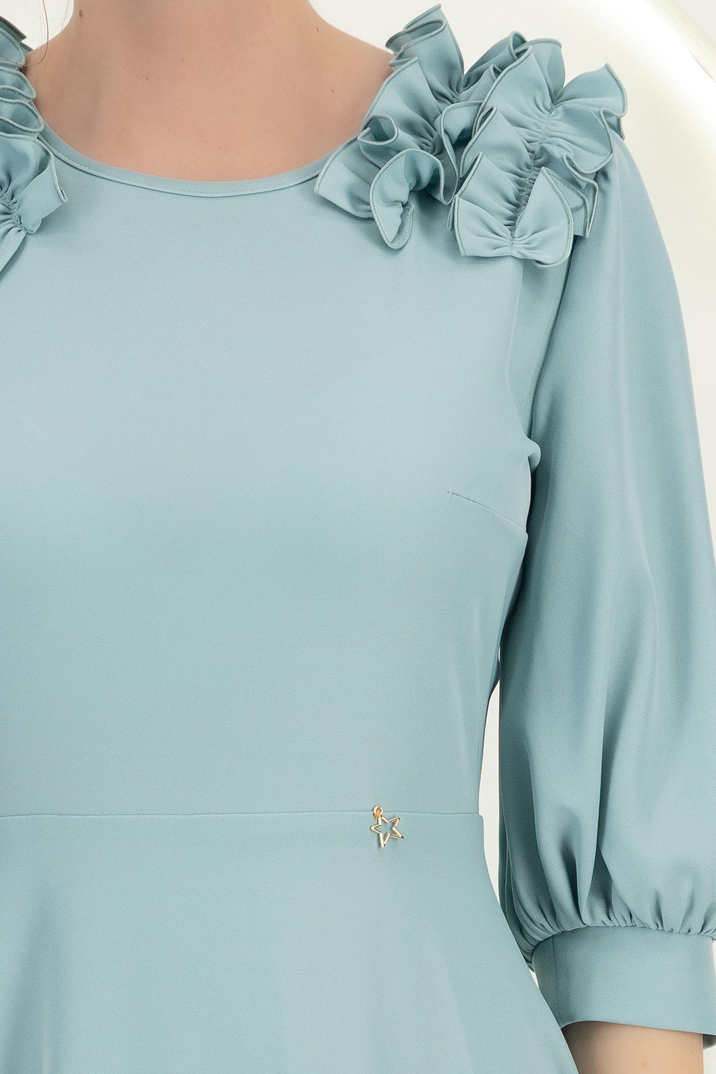 Rochie din material fluid mint midi in clos cu volanase - StarShinerS 5 - StarShinerS.ro