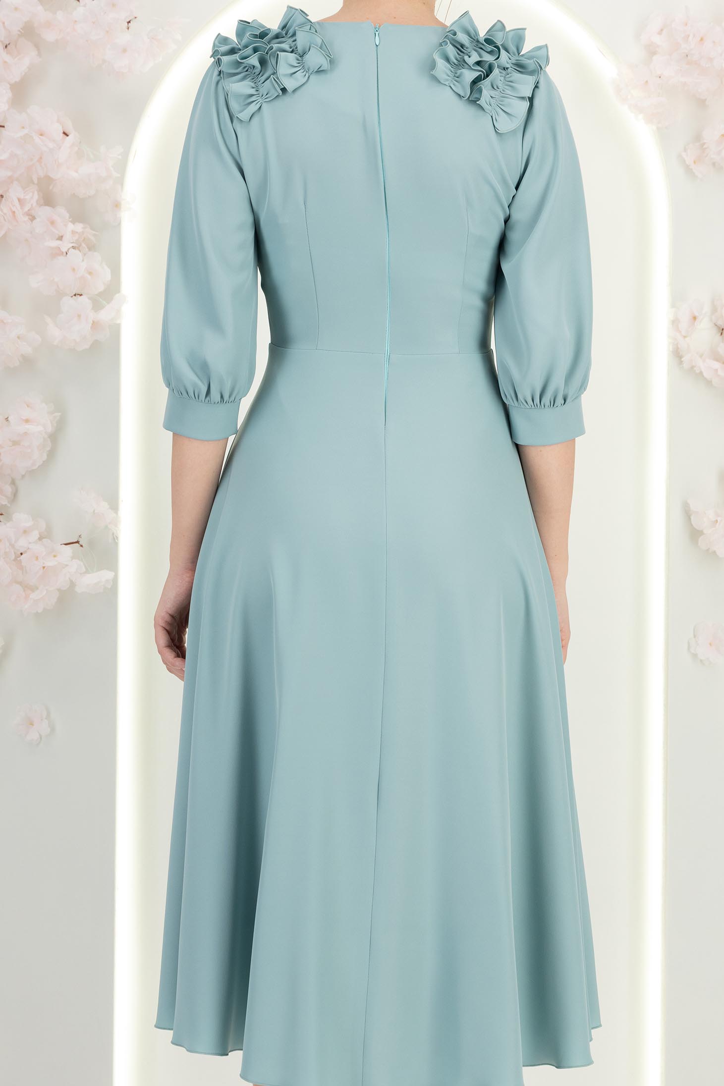 Rochie din material fluid mint midi in clos cu volanase - StarShinerS 6 - StarShinerS.ro