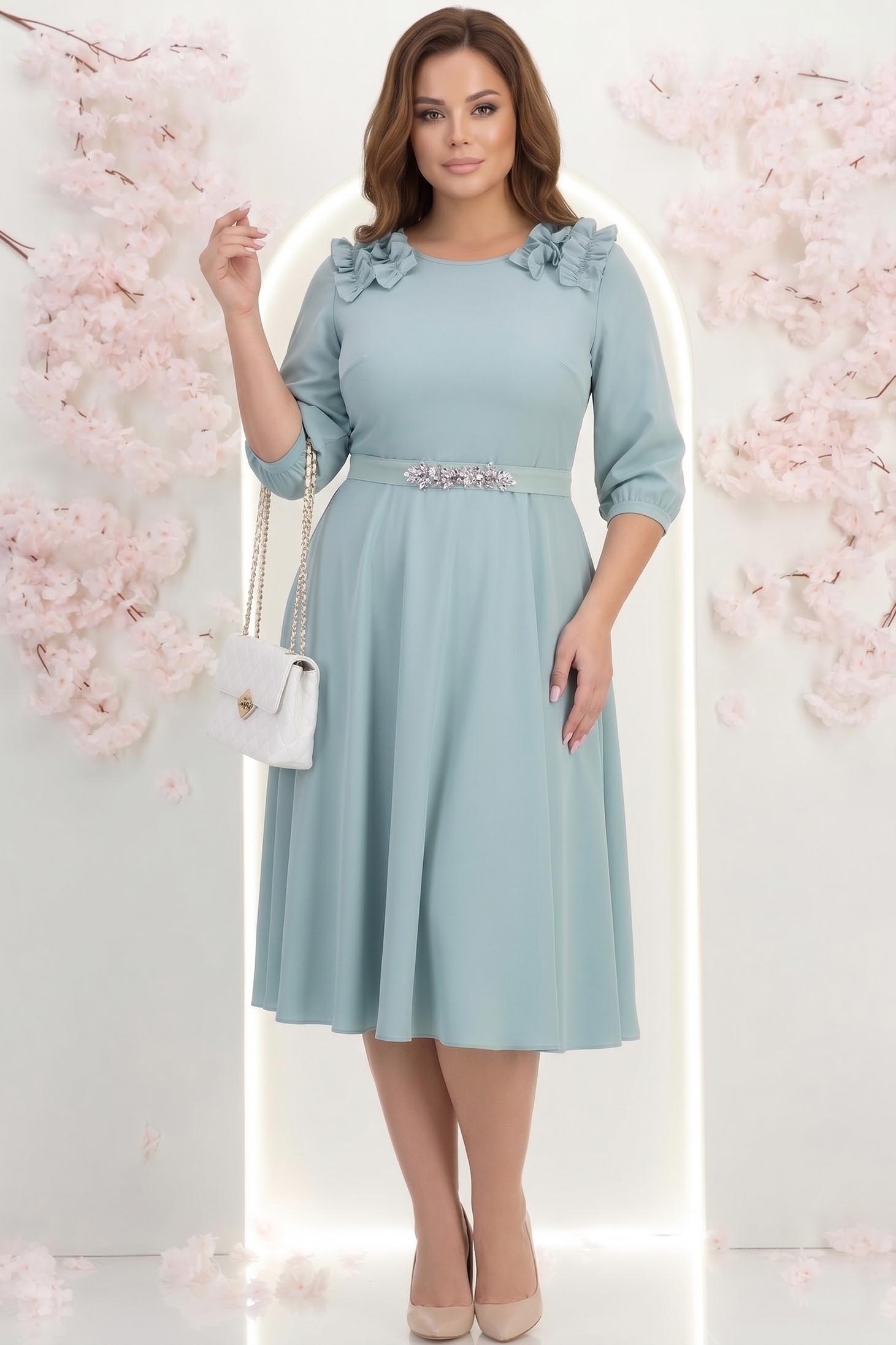 Rochie din voal mint midi in clos cu volanase - StarShinerS 2 - StarShinerS.ro