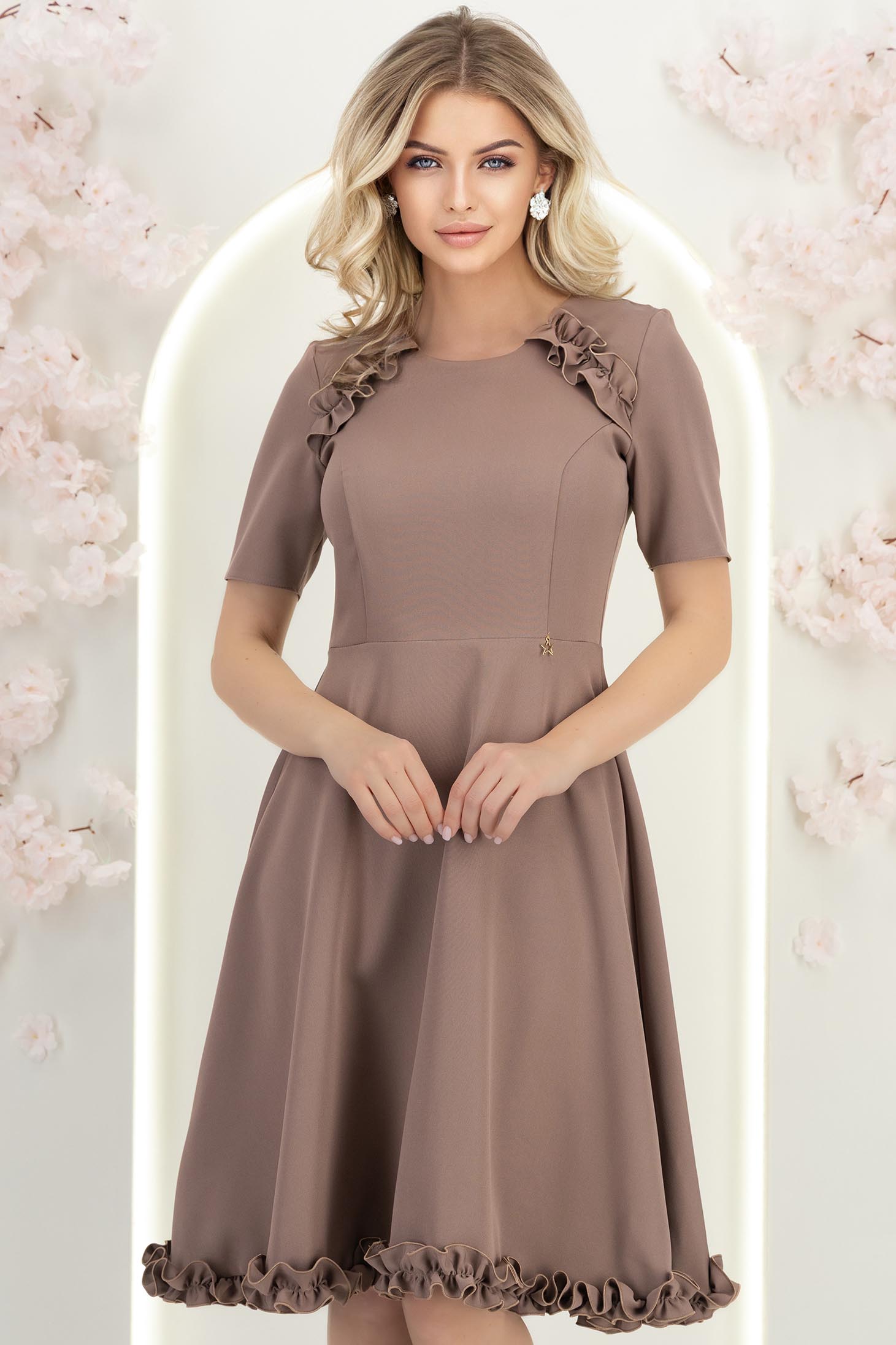 StarShinerS kapučino haljina cloche do koljena tkanine 3 - StarShinerS.hr