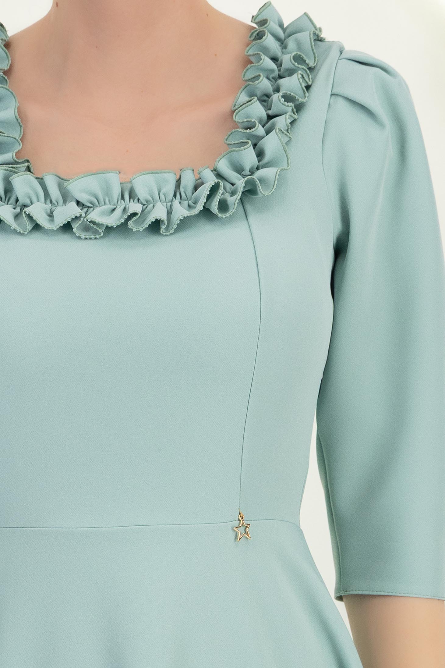 Mentazöld ruha - StarShinerS harang midi rugalmas szövet 4 - StarShinerS.hu