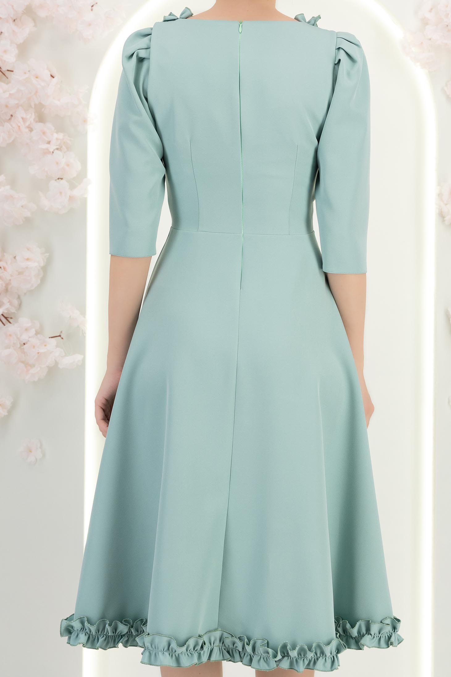 Mentazöld ruha - StarShinerS harang midi rugalmas szövet 6 - StarShinerS.hu