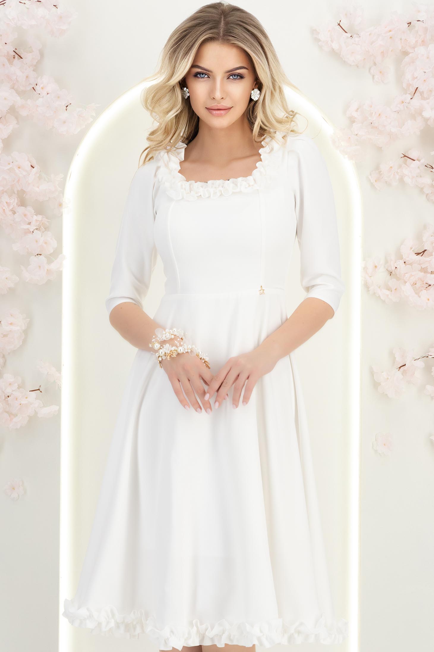 StarShinerS ivory haljina cloche midi tkanine 4 - StarShinerS.hr