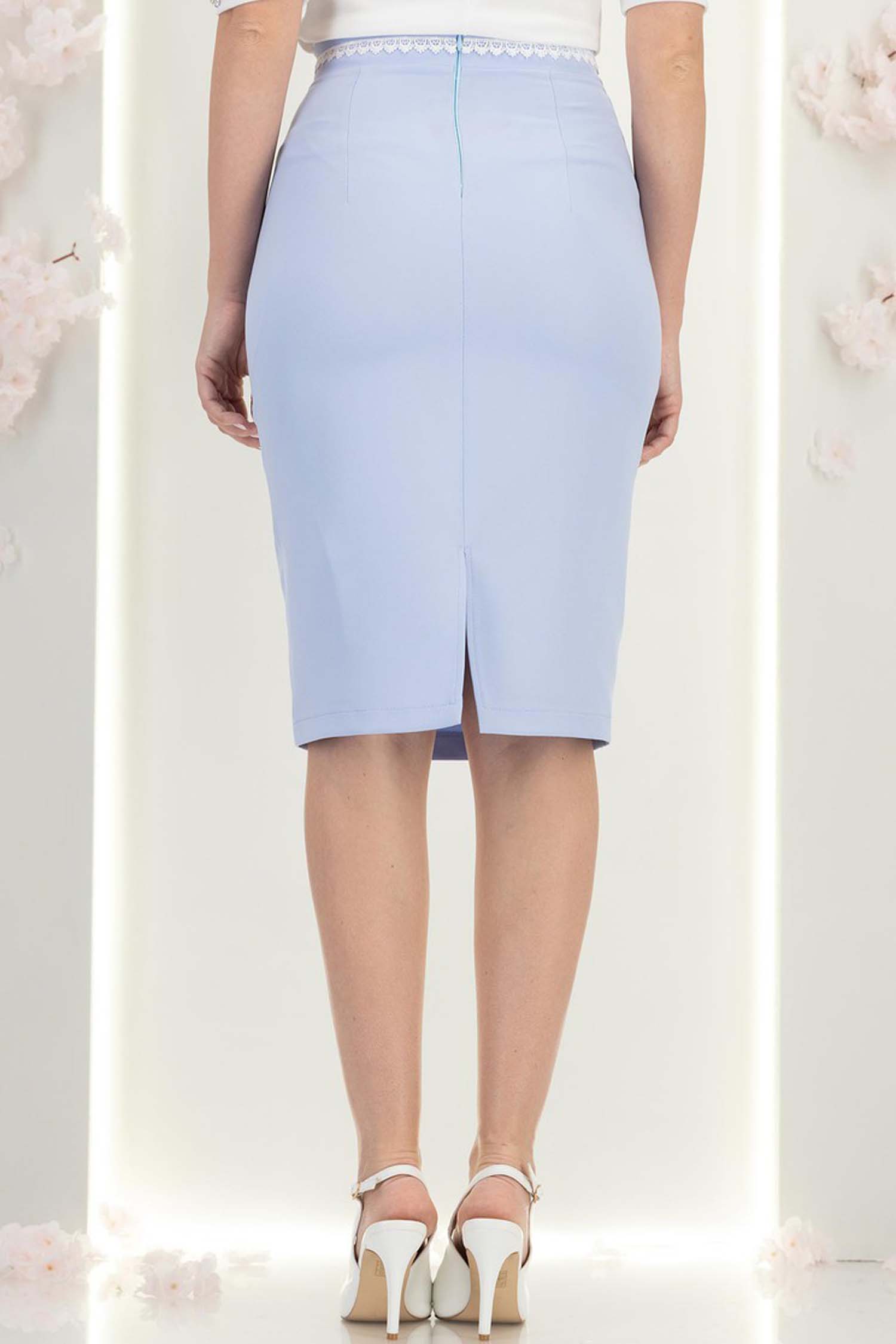 StarShinerS plava svijetla suknja vrsta olovke do koljena tkanine 4 - StarShinerS.hr