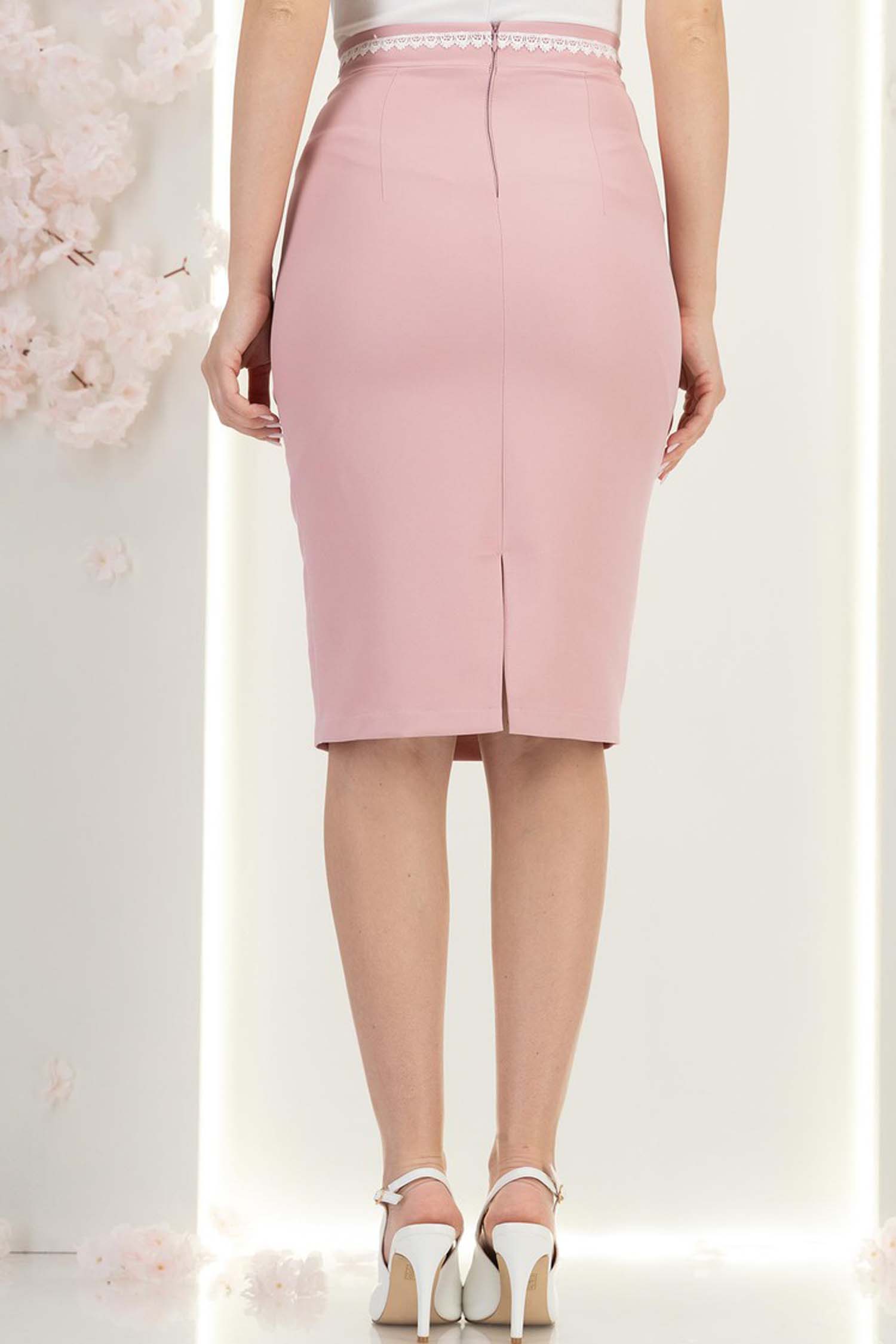 StarShinerS puder ružičasta suknja vrsta olovke do koljena tkanine 5 - StarShinerS.hr