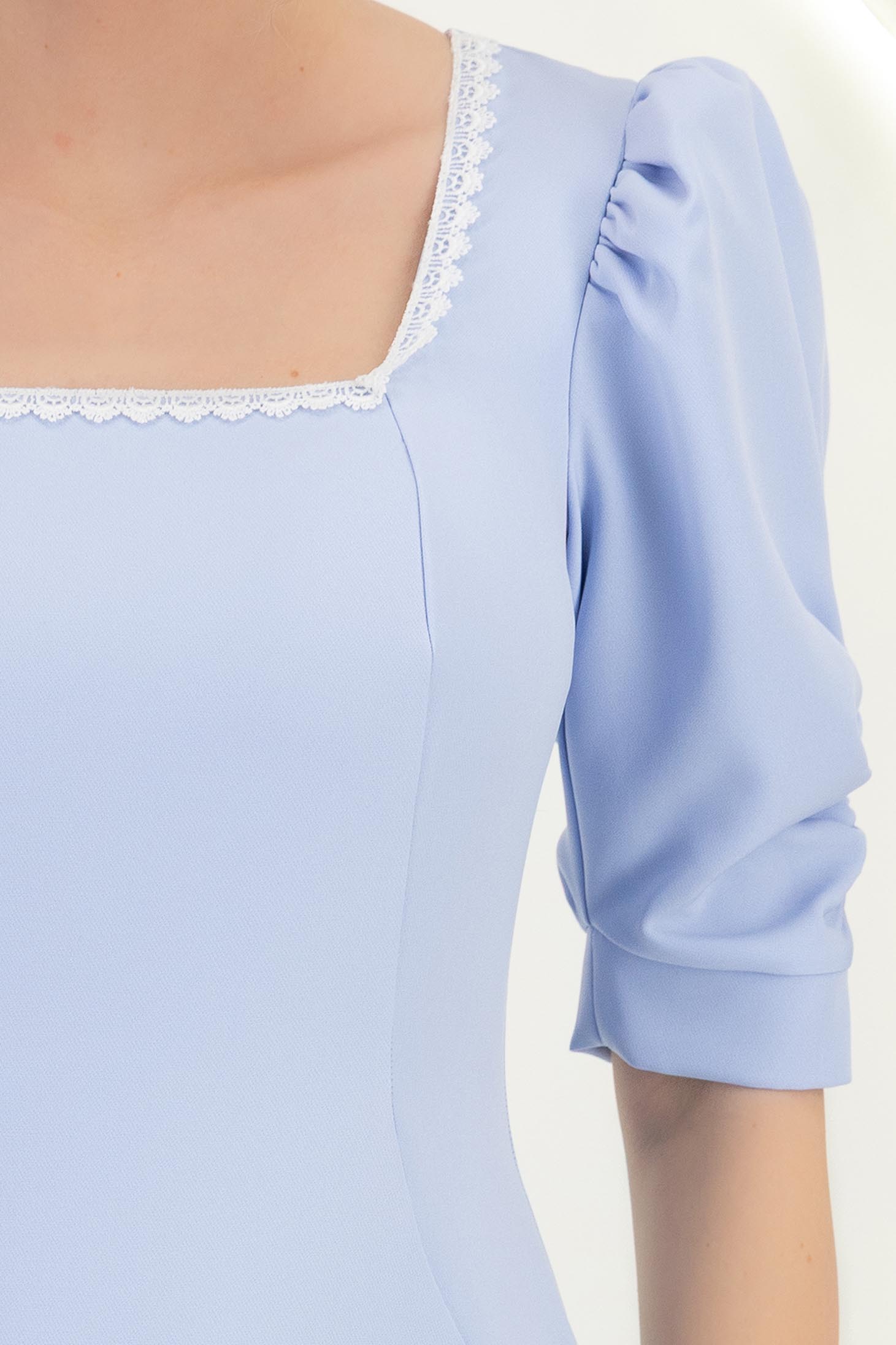 Rochie albastra-deschis midi tip creion cu umeri bufanti - StarShinerS 5 - StarShinerS.ro