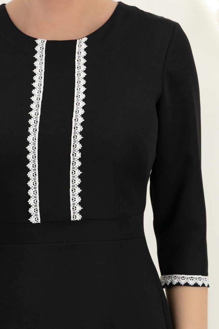 StarShinerS černá šaty elastická látka přes koleno zvonový skleník 5 - StarShinerS.cz