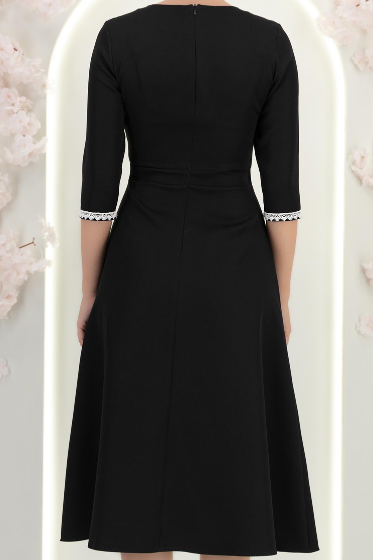 StarShinerS černá šaty elastická látka přes koleno zvonový skleník 7 - StarShinerS.cz