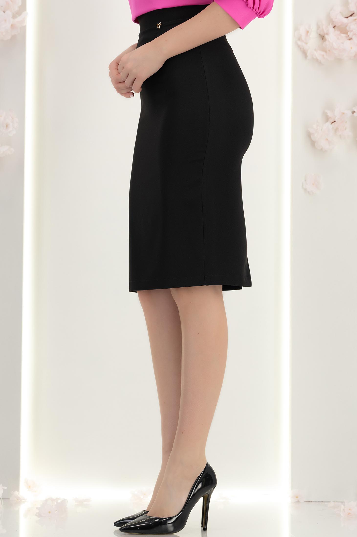 Fusta din stofa neagra tip creion cu talie inalta - StarShinerS 3 - StarShinerS.ro