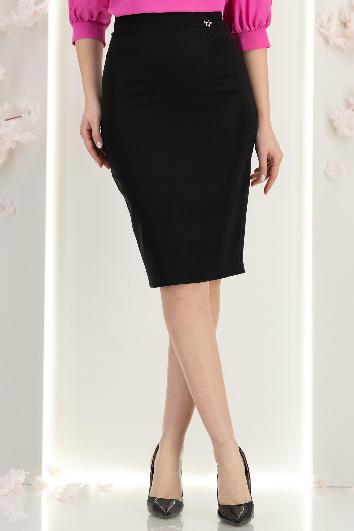 Fusta din stofa neagra tip creion cu talie inalta - StarShinerS 4 - StarShinerS.ro