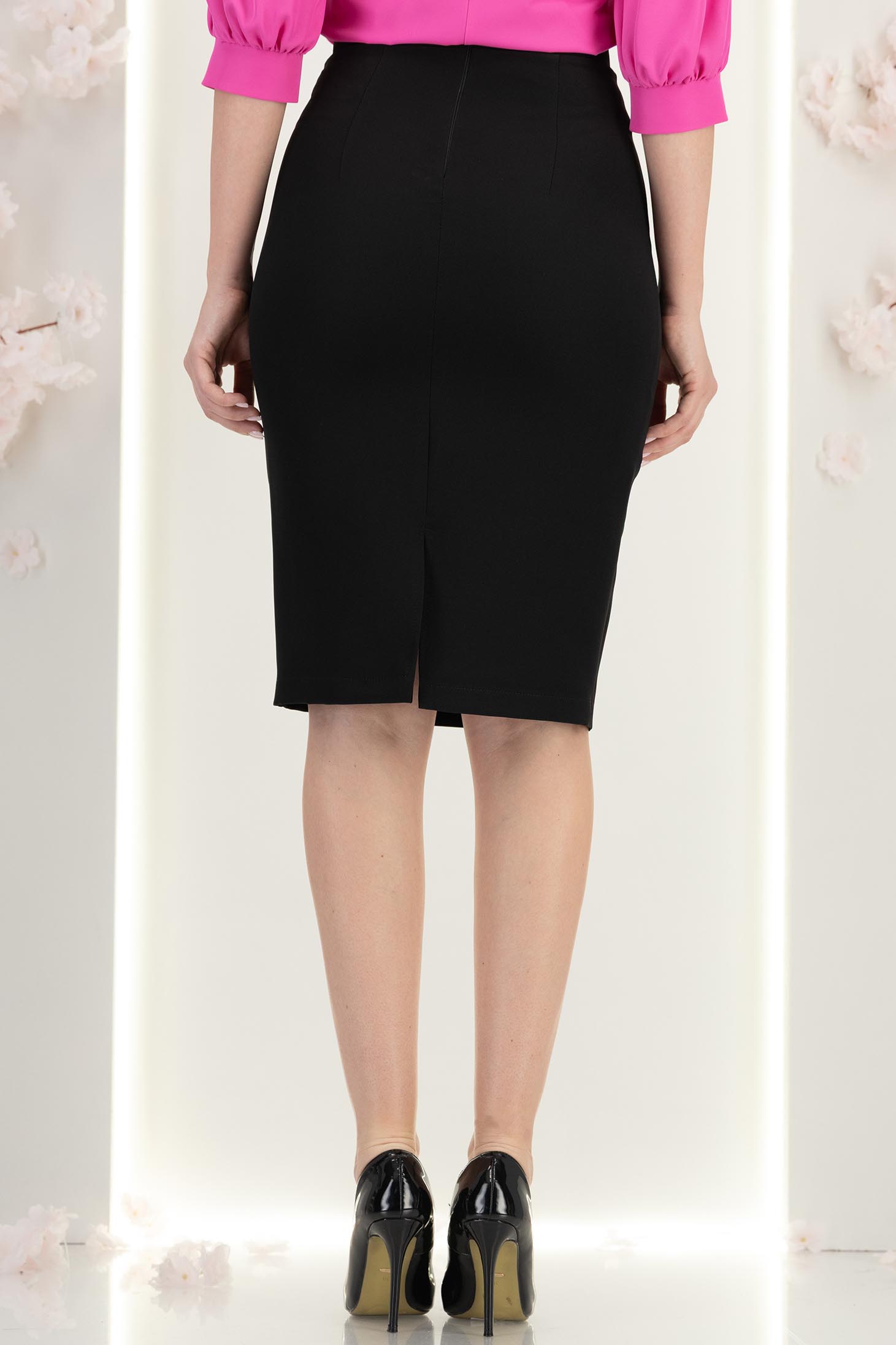 Fusta din stofa neagra tip creion cu talie inalta - StarShinerS 5 - StarShinerS.ro