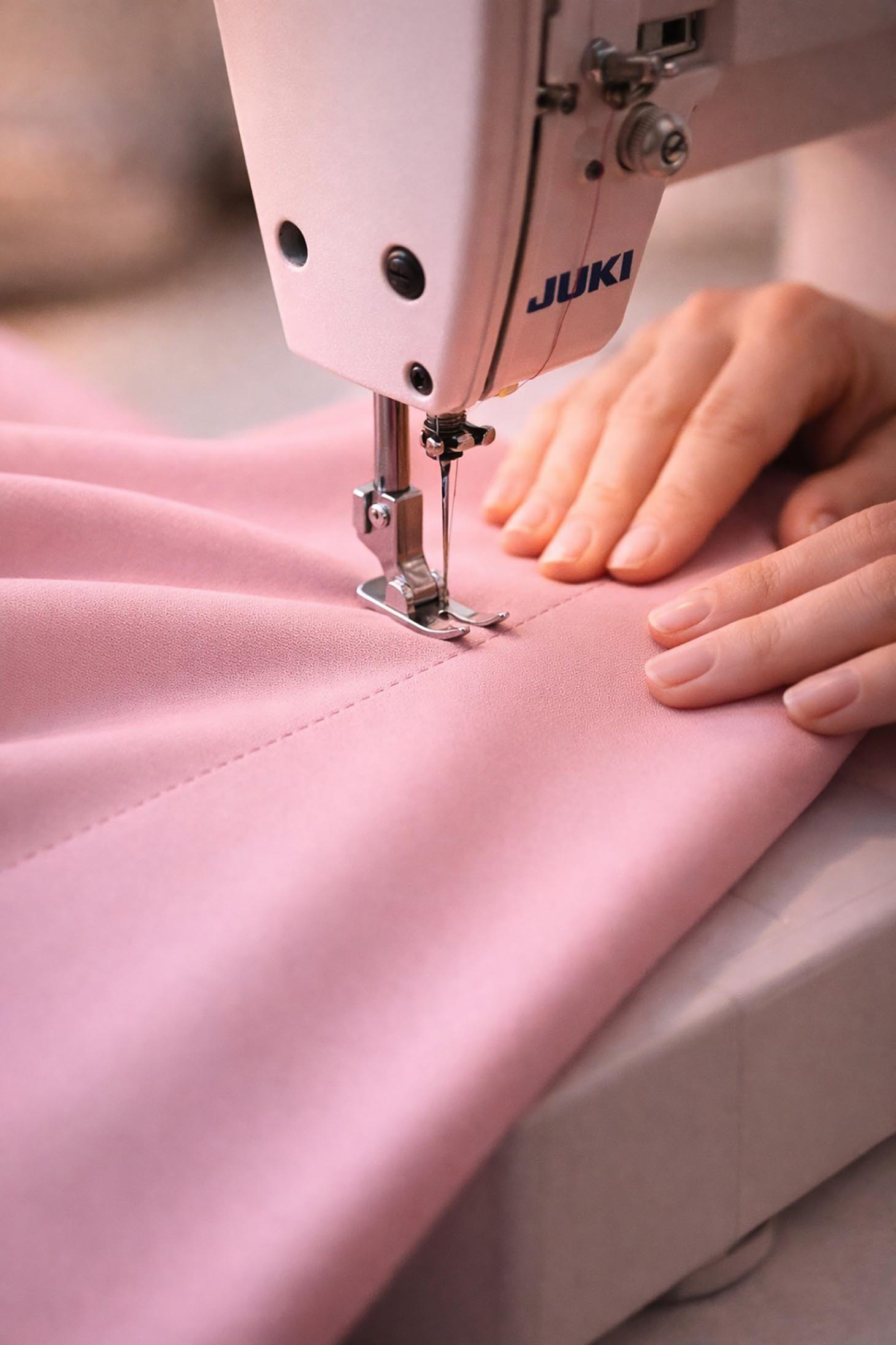 Fusta din stofa roz pudra midi in clos - StarShinerS 7 - StarShinerS.ro