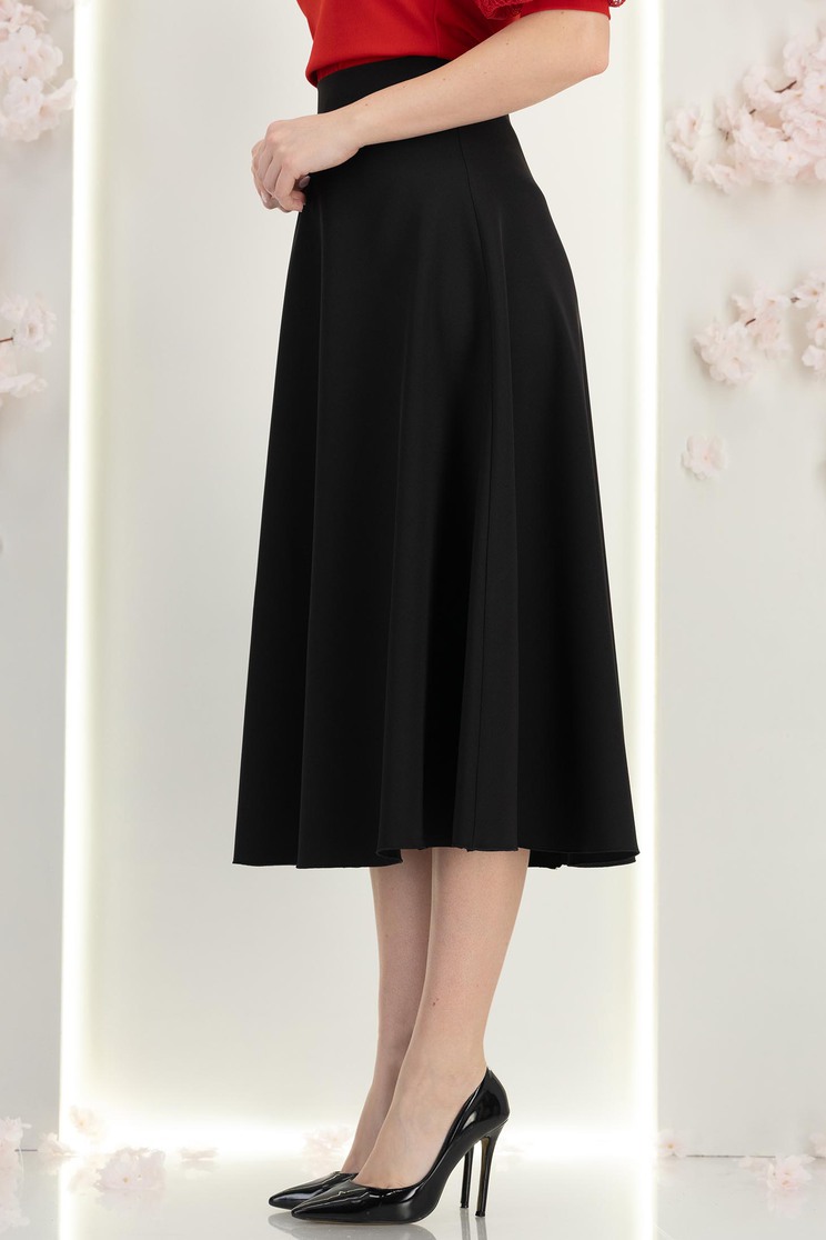 Fusta din stofa neagra midi in clos - StarShinerS 3 - StarShinerS.ro