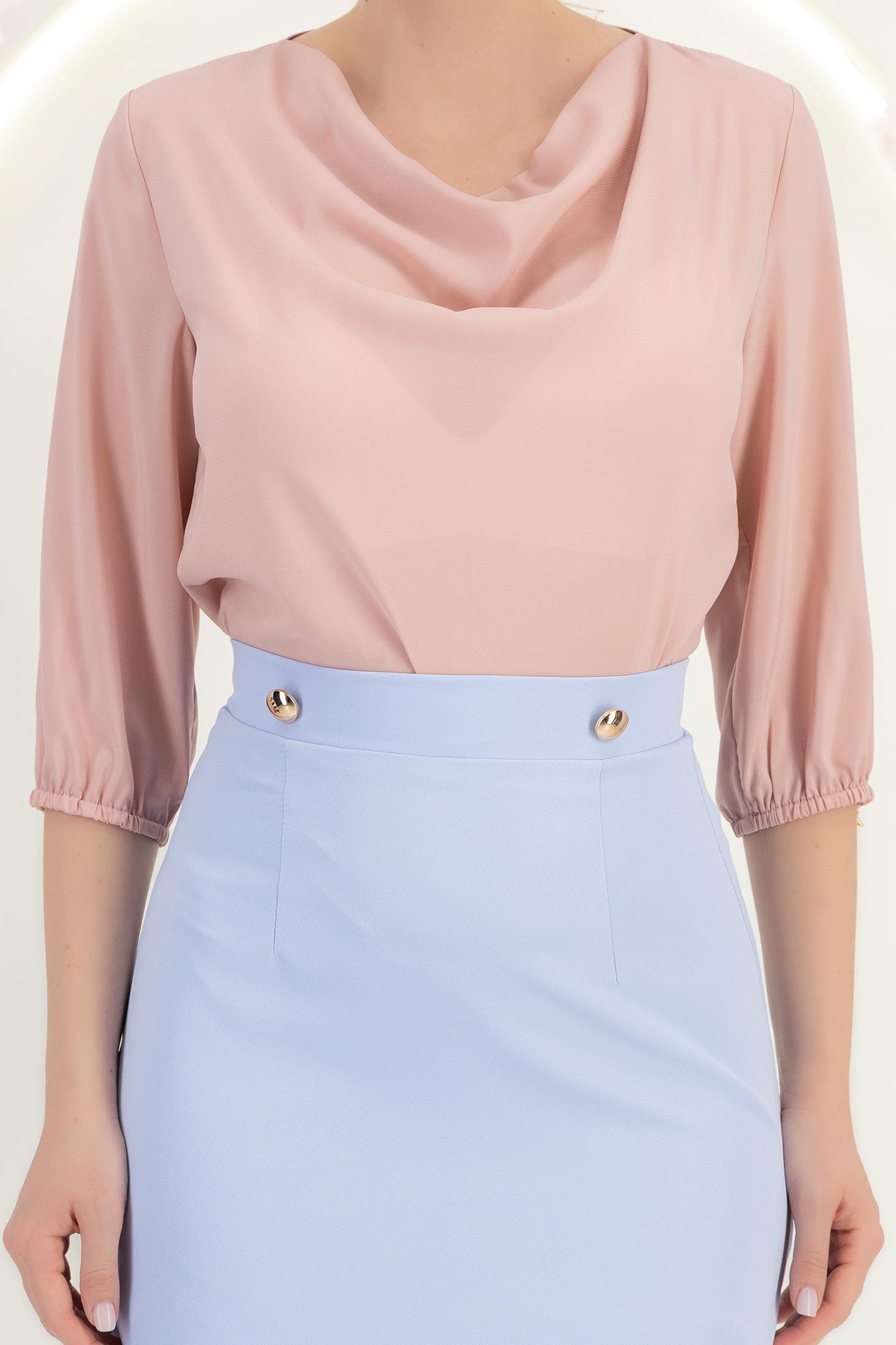 StarShinerS růžový prášek dámská halenka široké tekutý materiál 6 - StarShinerS.cz