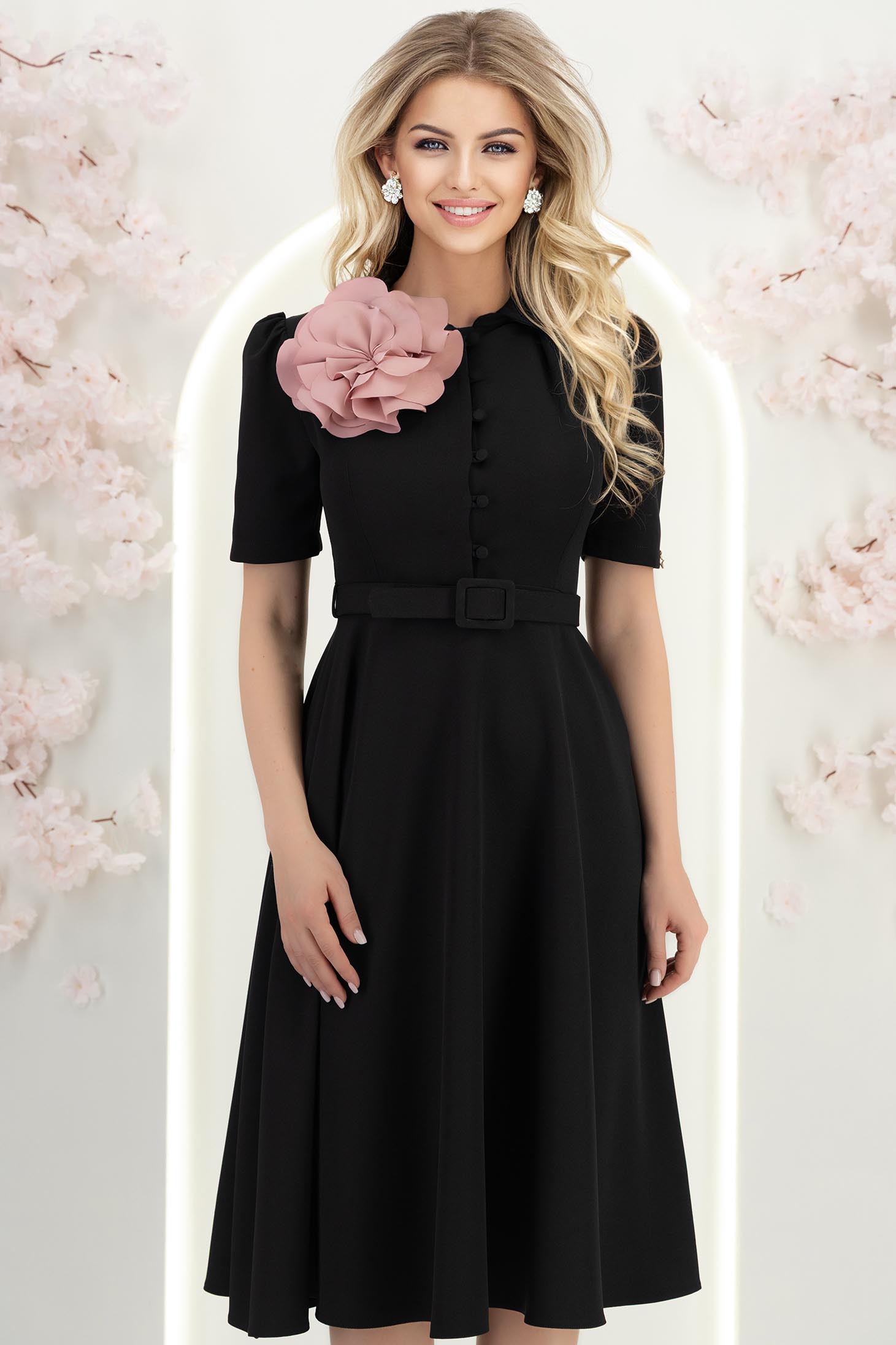 Brosa florala maxi din stofa elastica roz pudra- StarShinerS 3 - StarShinerS.ro