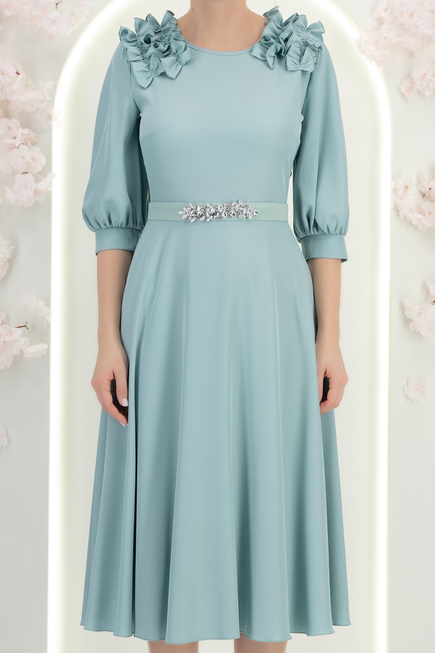 Cordon decorativ din stofa mint cu pietre strass - StarShinerS 6 - StarShinerS.ro