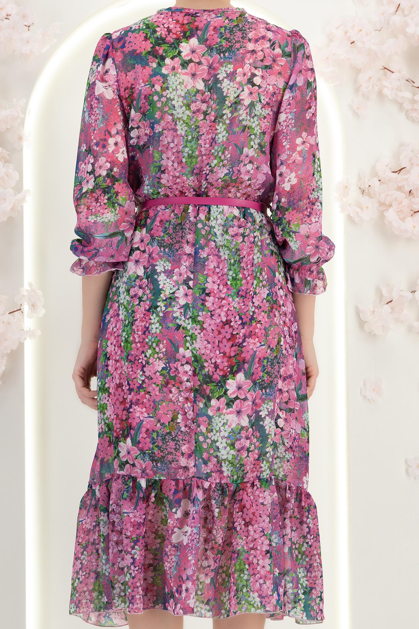 StarShinerS fuksija haljina clos s elastičnom u struku midi viskoza 6 - StarShinerS.hr