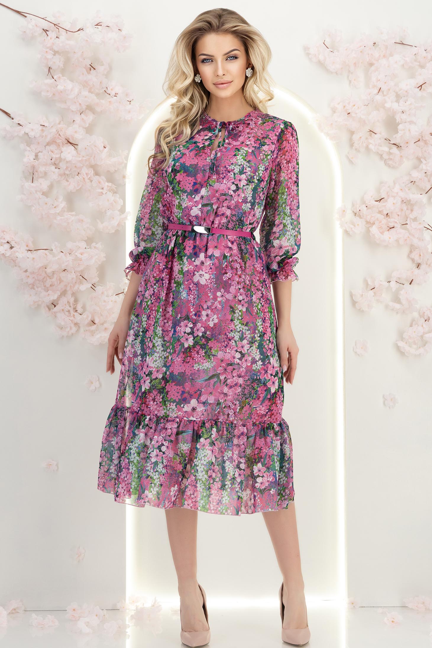 StarShinerS fuksija haljina clos s elastičnom u struku midi viskoza 2 - StarShinerS.hr