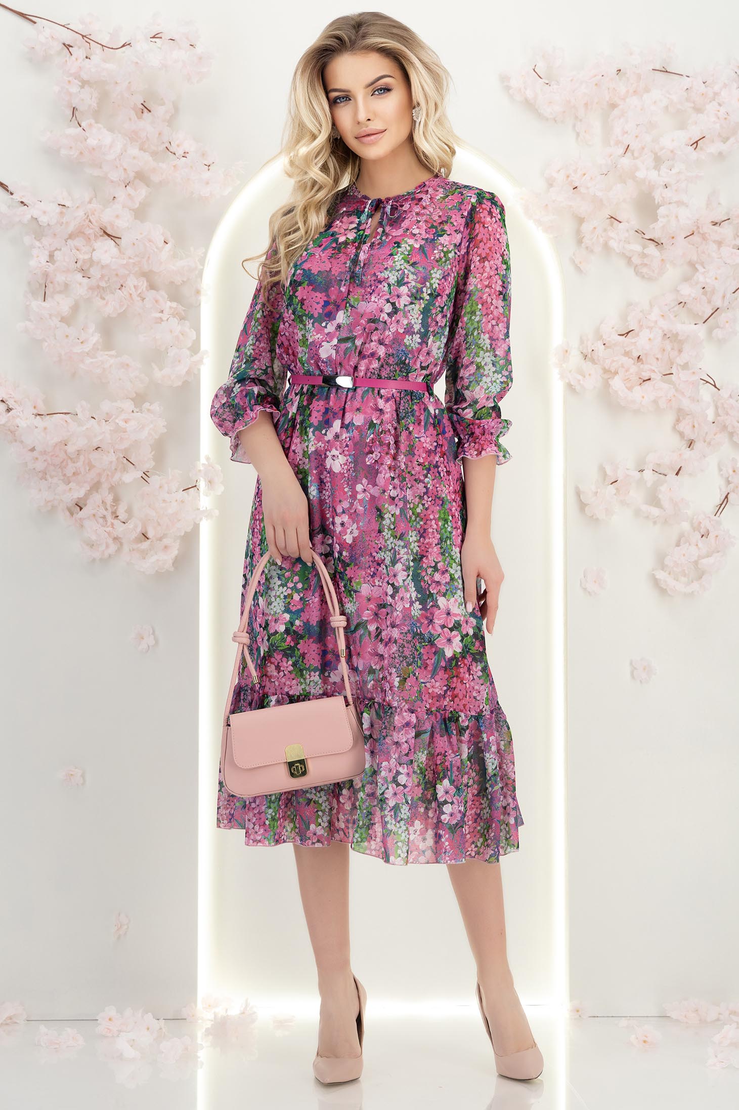 StarShinerS fuksija haljina clos s elastičnom u struku midi viskoza 4 - StarShinerS.hr