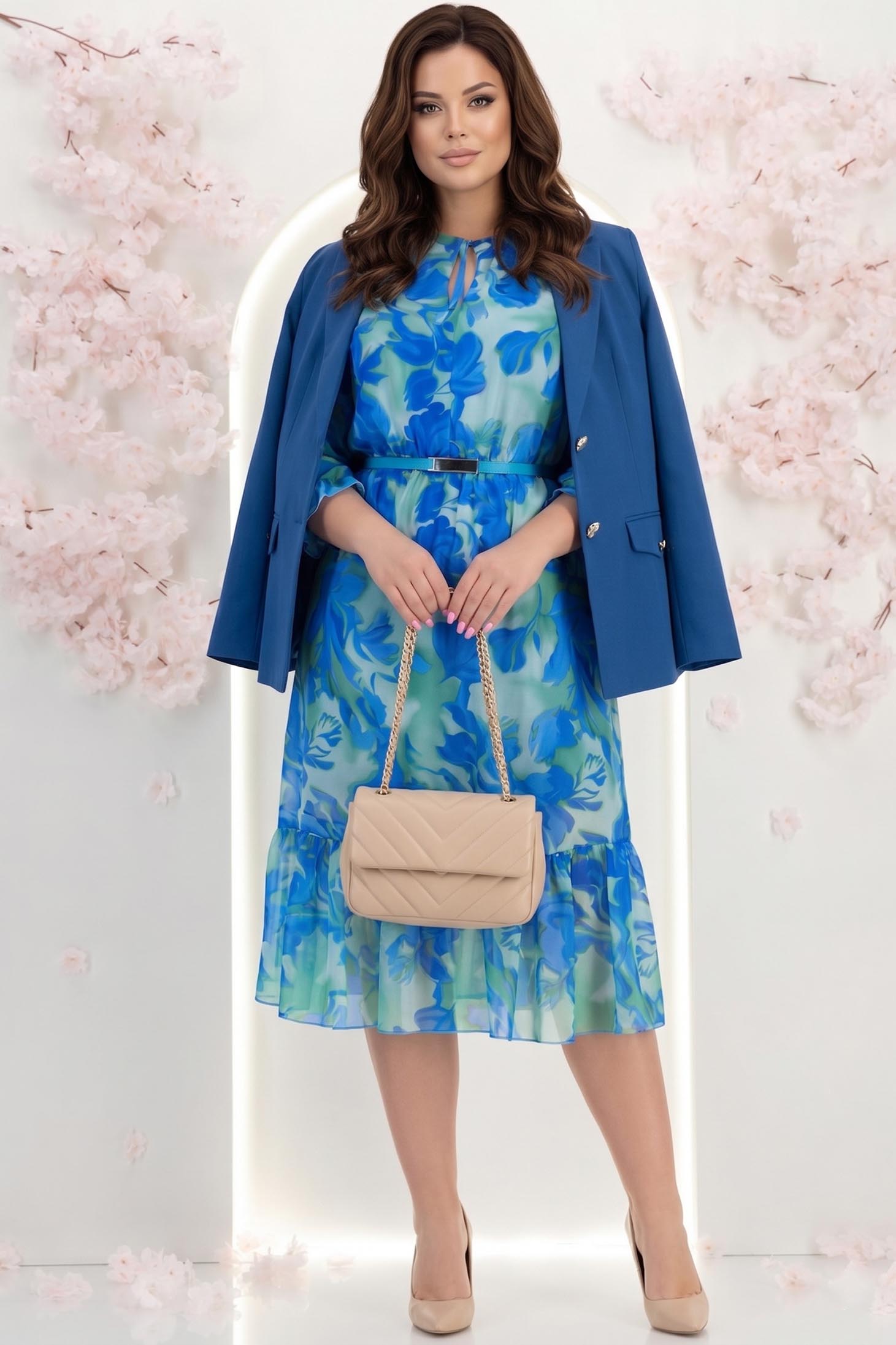 Rochie albastra midi in clos cu elastic in talie si curea detasabila - StarShinerS 2 - StarShinerS.ro