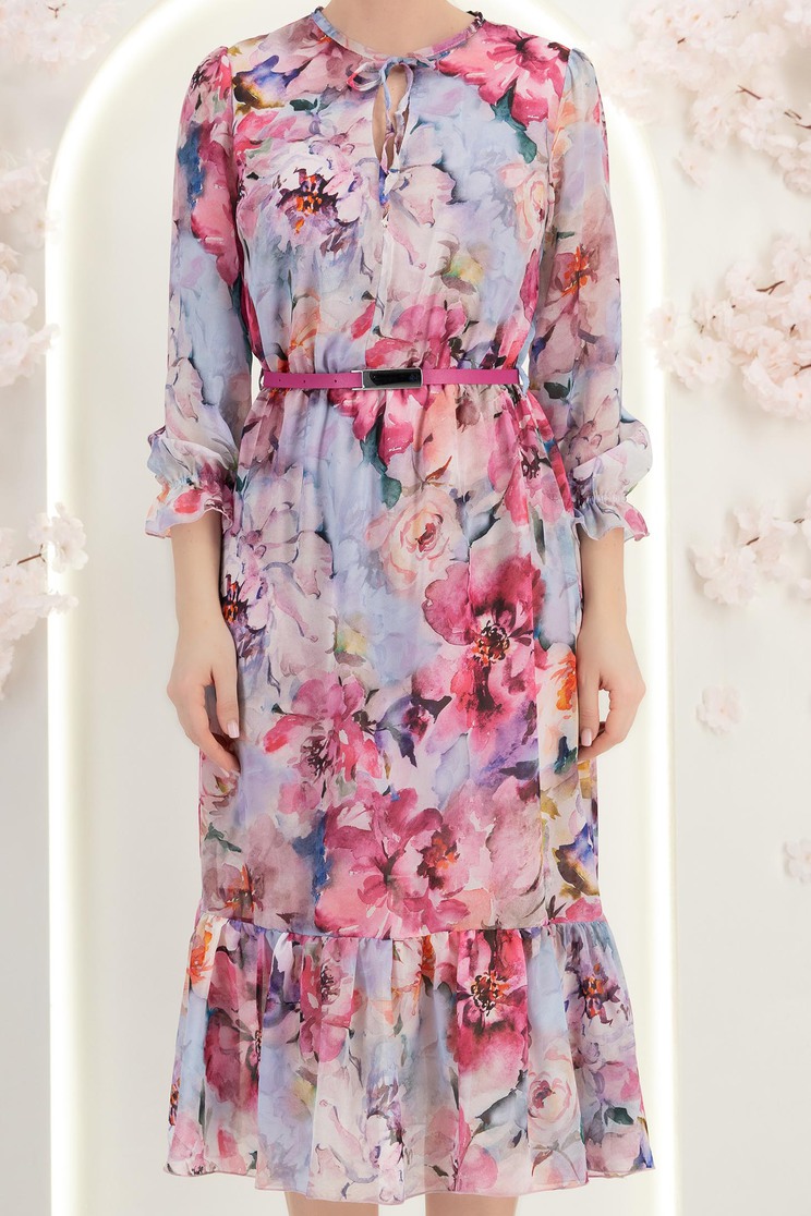 Pink ruha - StarShinerS harang alakú gumirozott derékrésszel midi viszkóz 5 - StarShinerS.hu